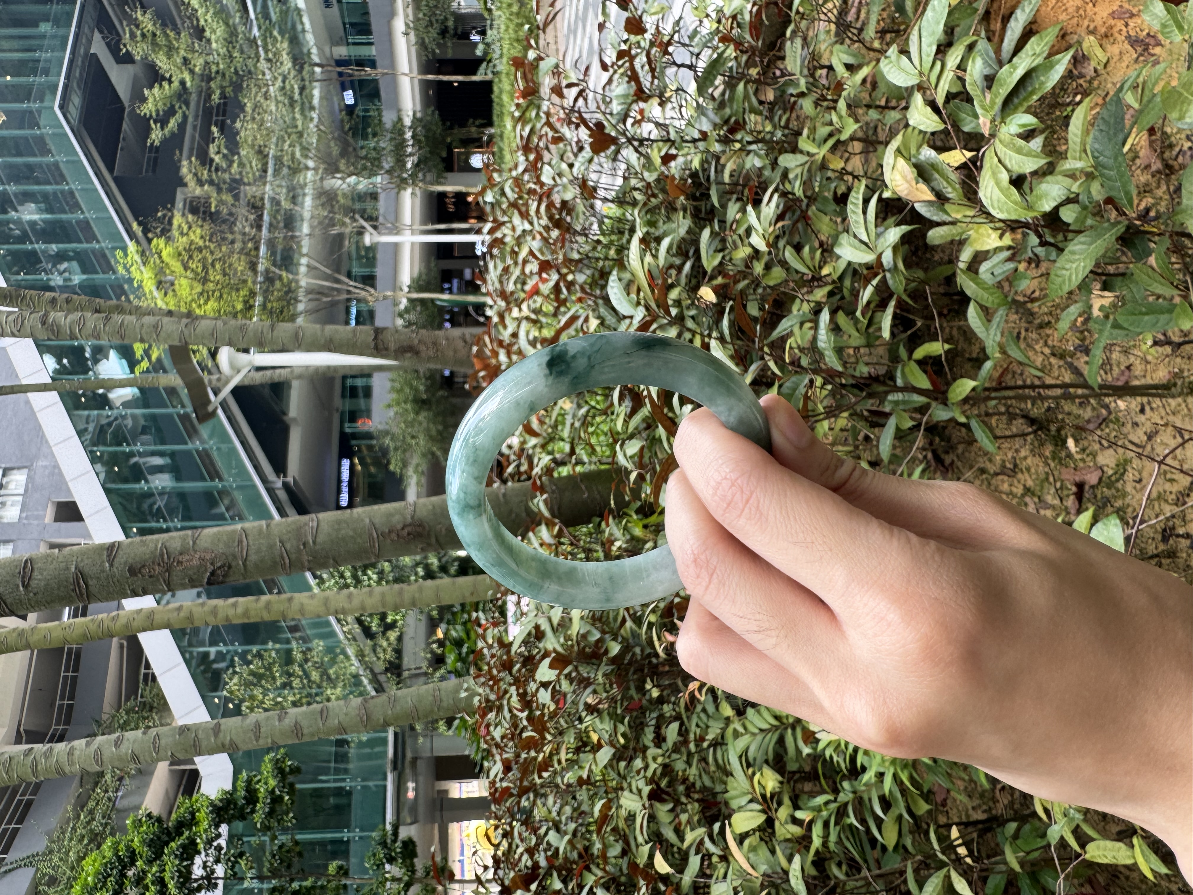 Floral Jadeite Bangle 57mm