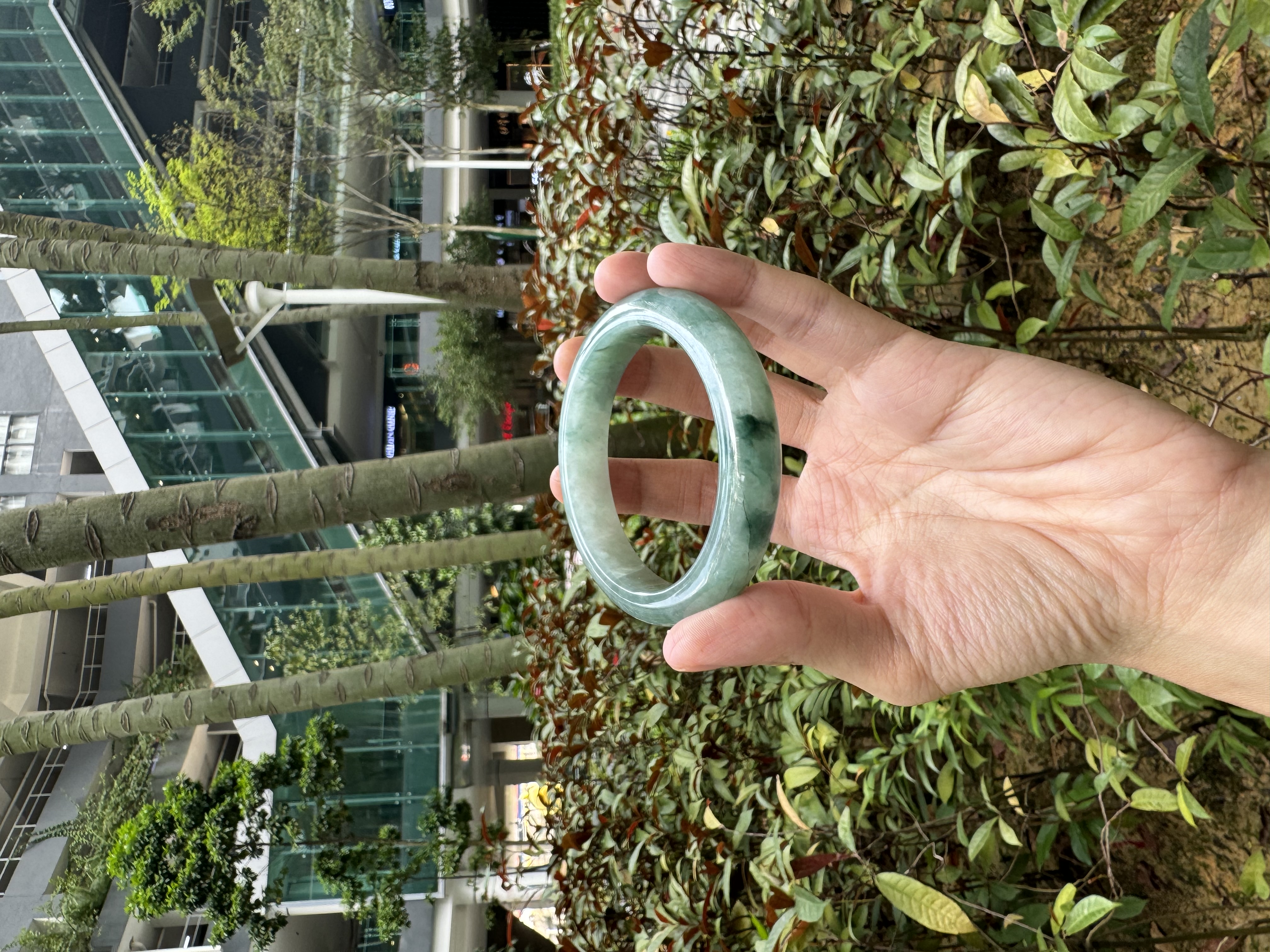 Floral Jadeite Bangle 57mm