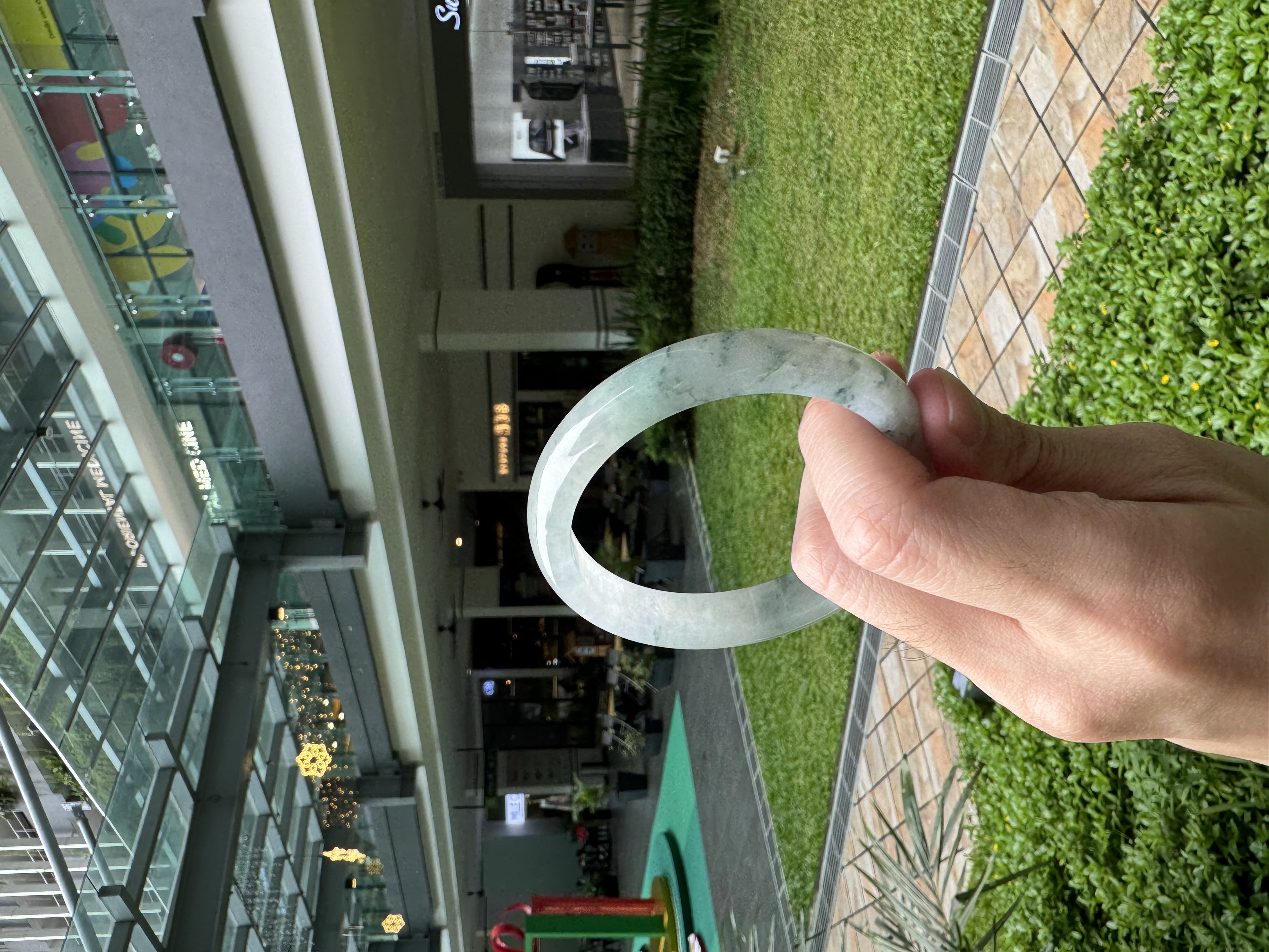 Icy Floral Jadeite Bangle 55mm
