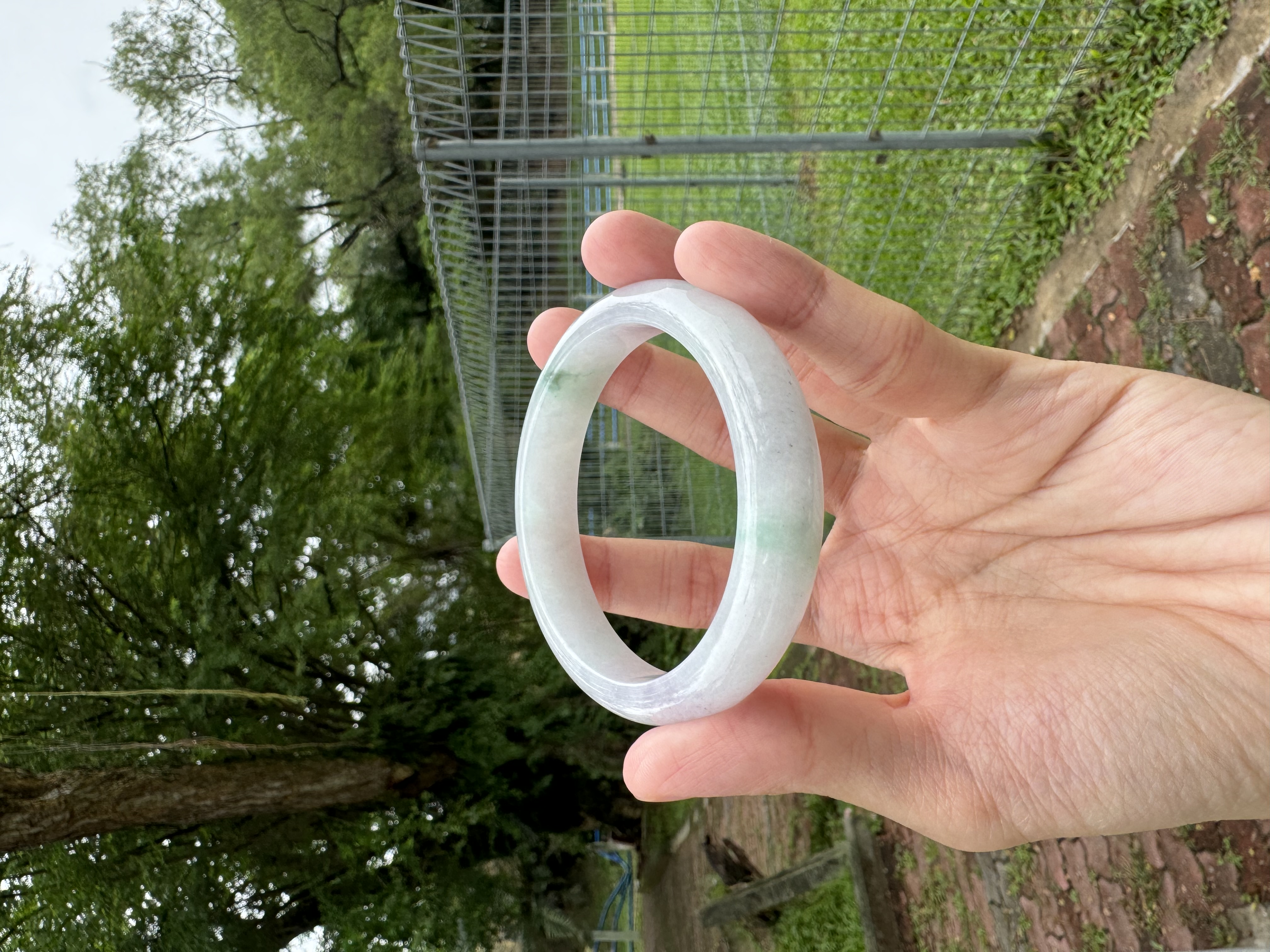 Icy Lavender-and-Spring Jadeite Bangle 57.7mm
