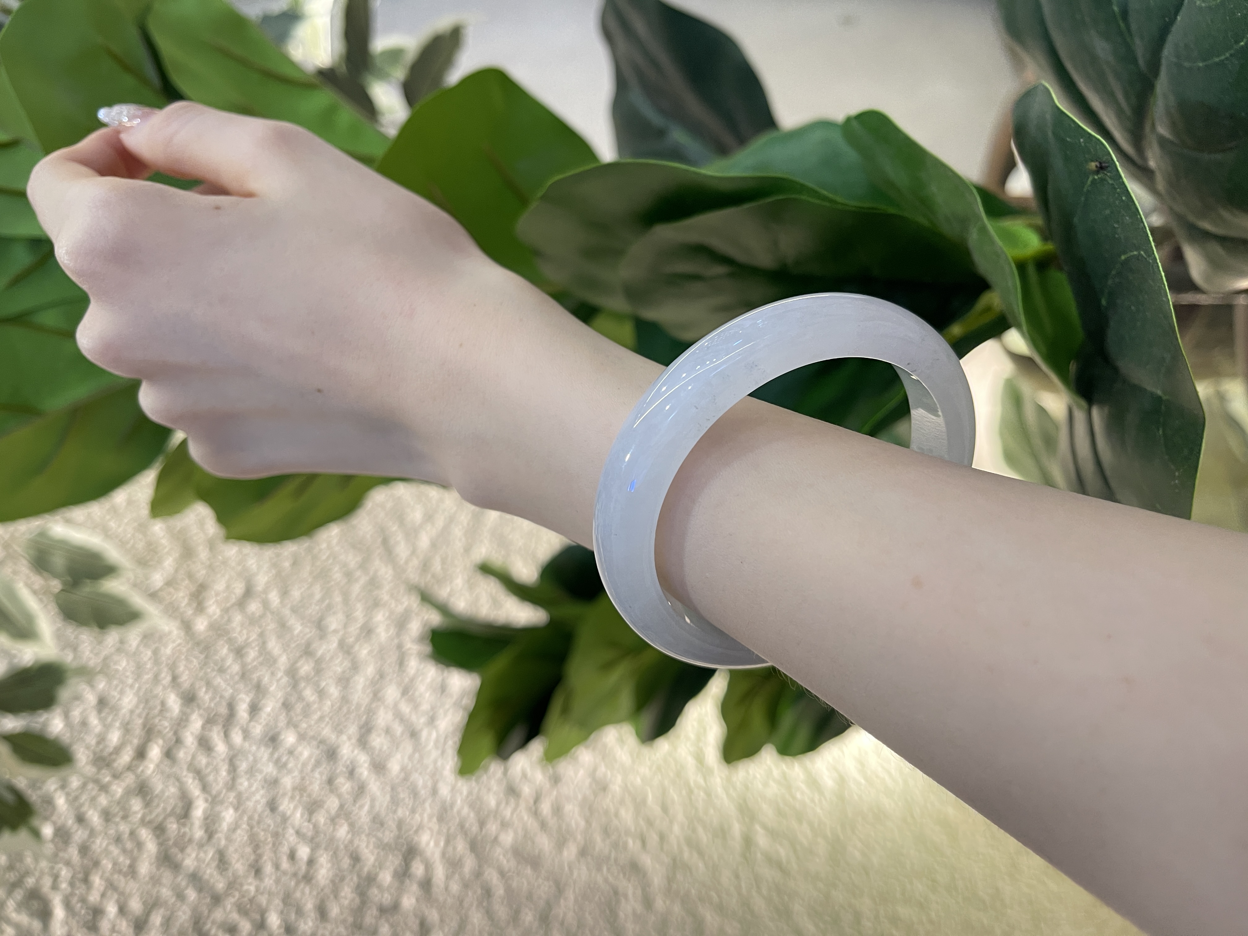 Icy White Jadeite Bangle 56mm