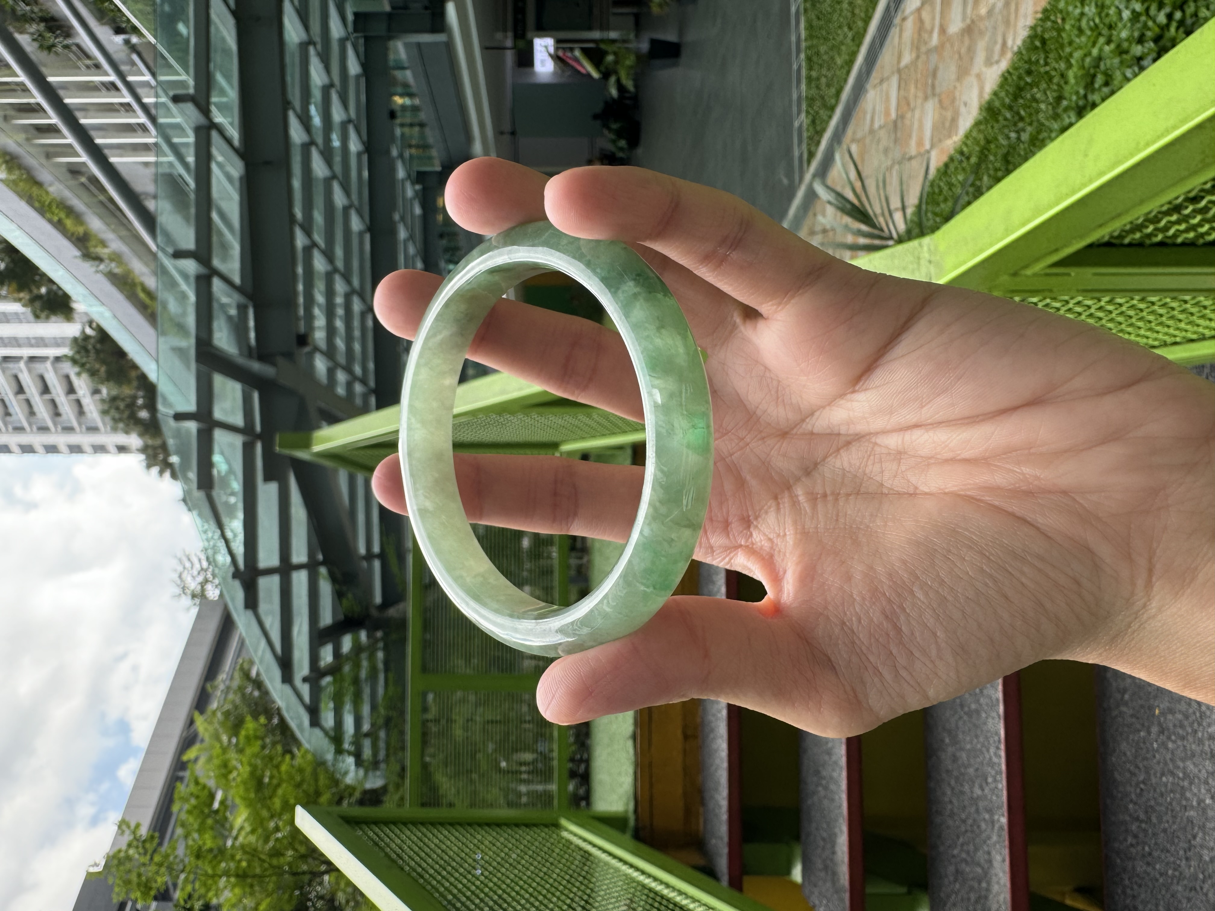 Spicy Green Jadeite Bangle 60.5mm