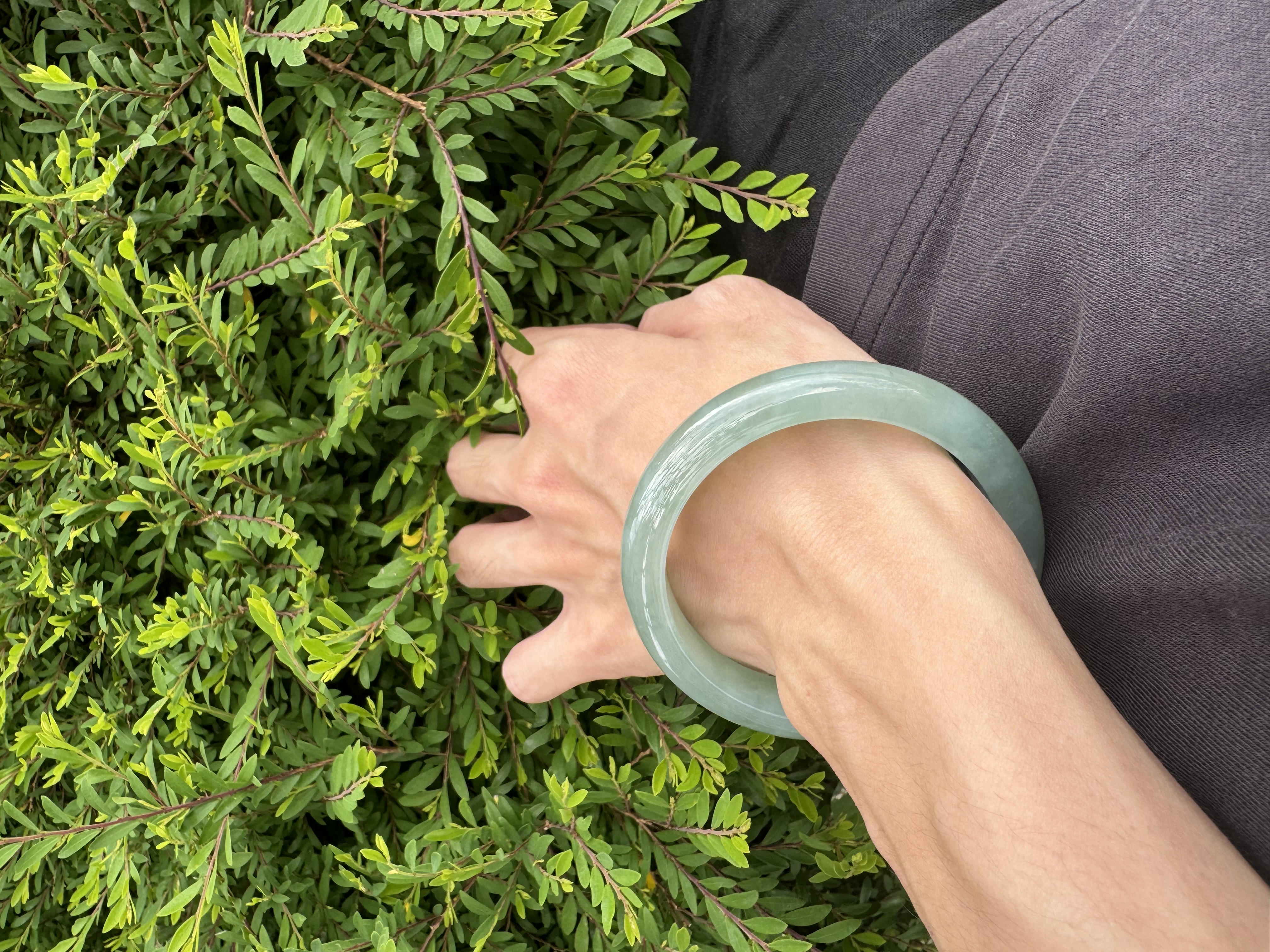 Icy Lake Green Jadeite Bangle 57mm