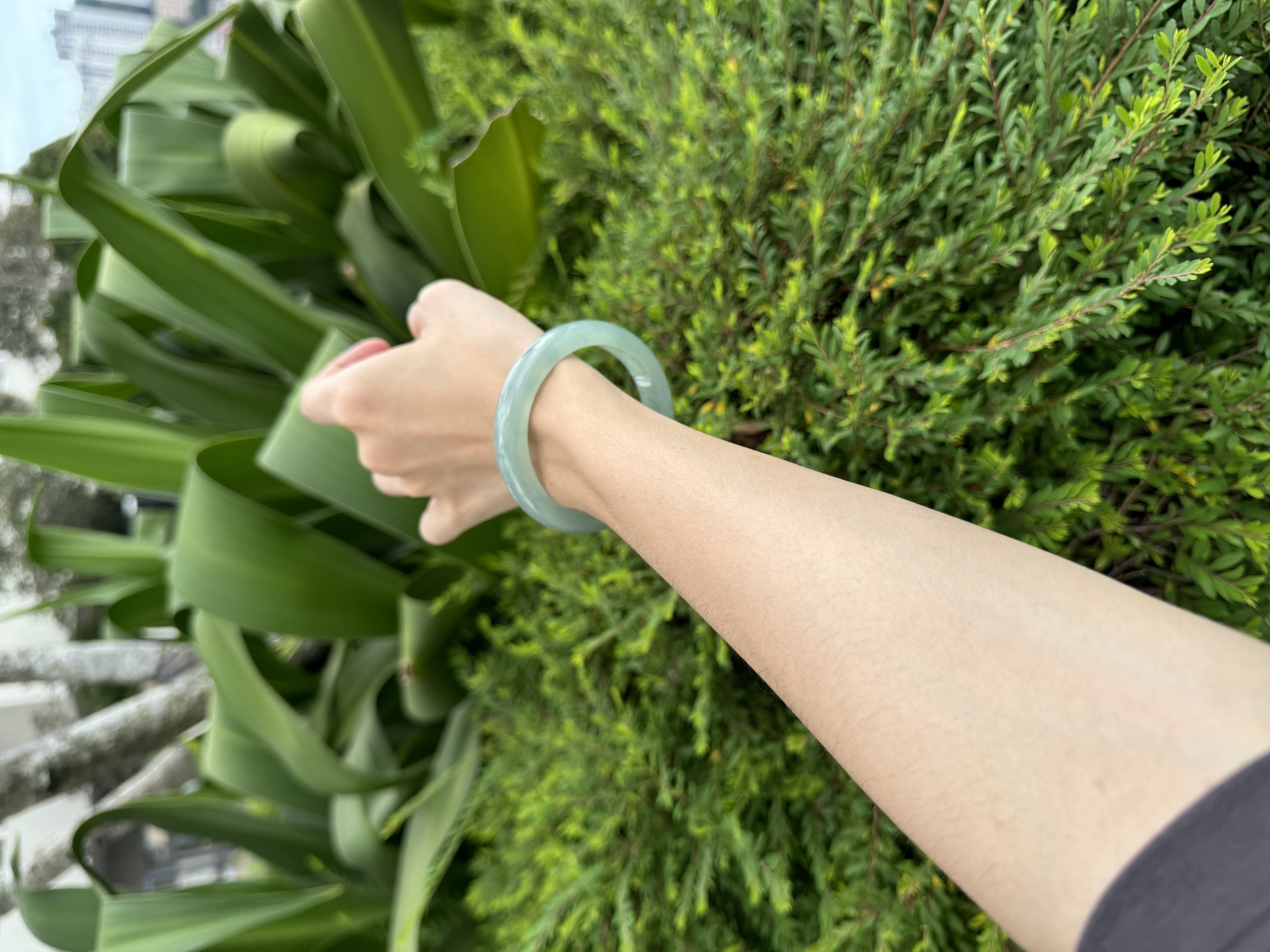 Icy Lake Green Jadeite Bangle 57mm