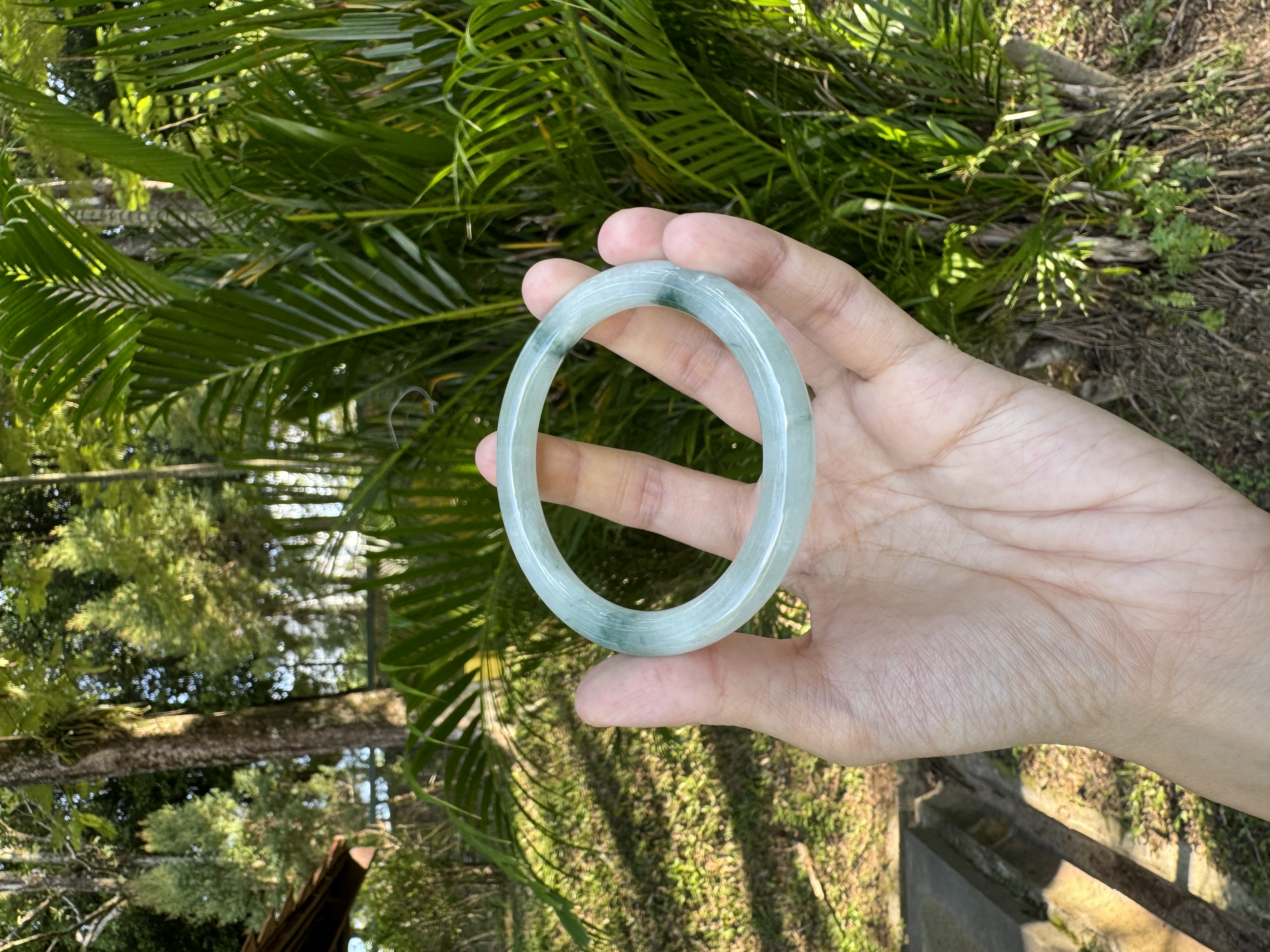 Green Floral Jadeite Bangle 59mm
