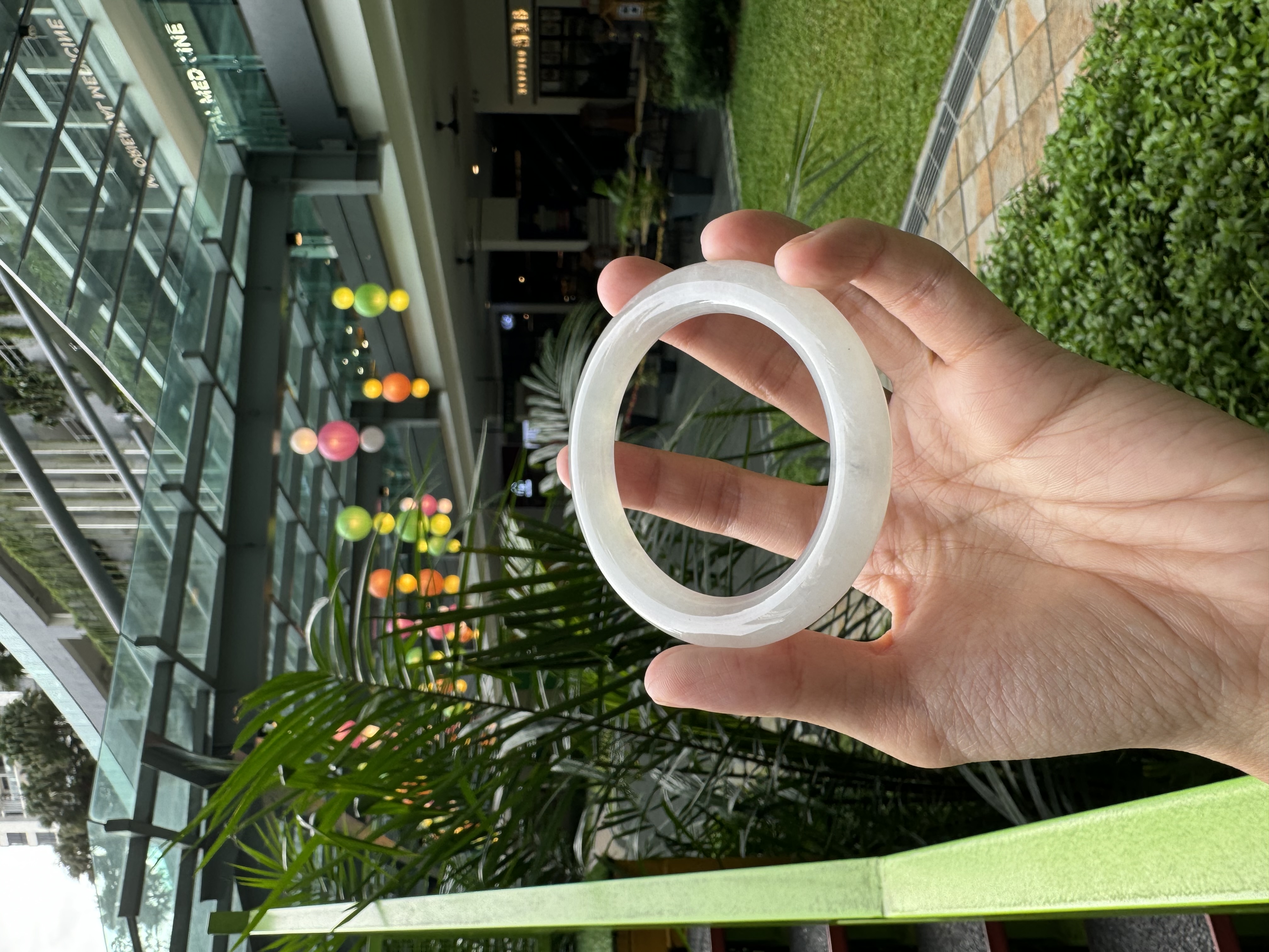 Moonlight White Jadeite Bangle 54mm