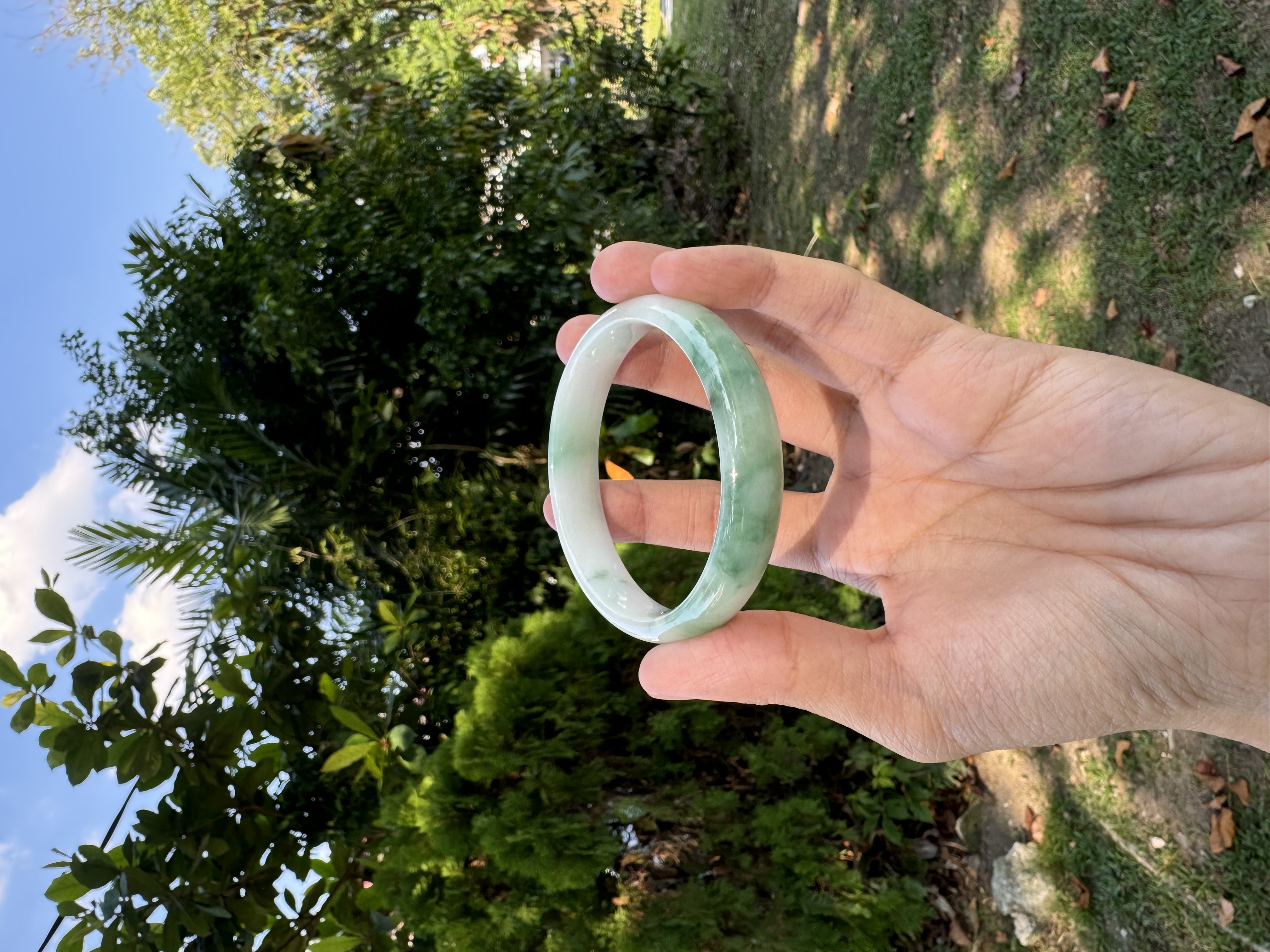 Snowgrass Jadeite Bangle 55mm
