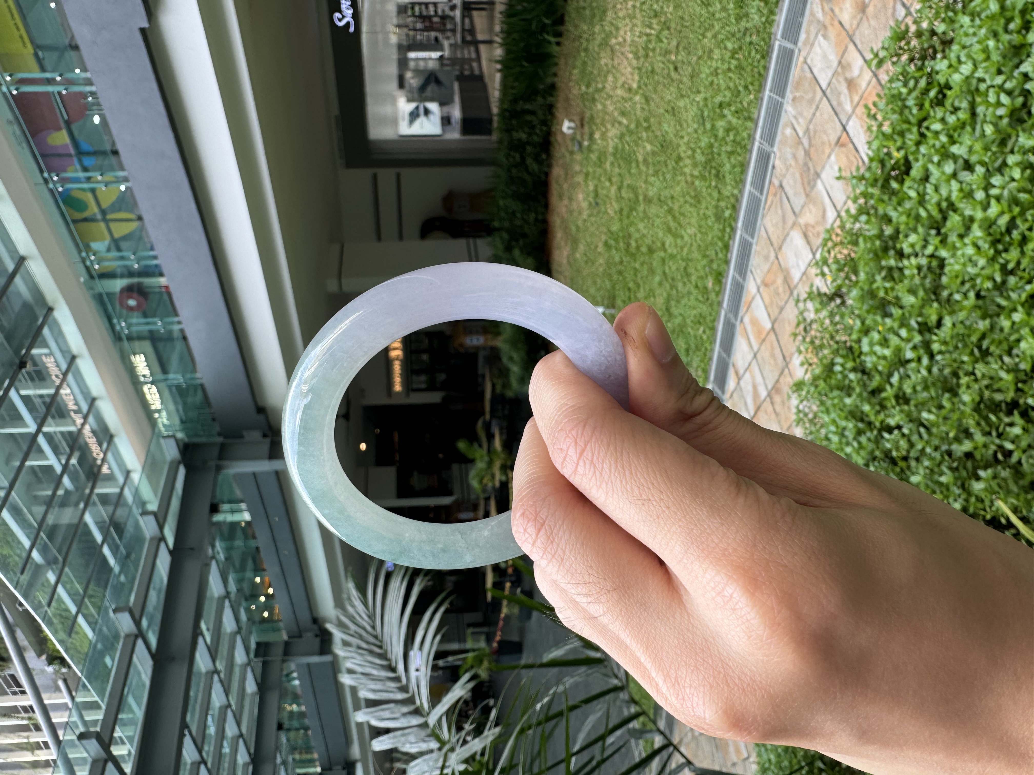 Icy Lavender-and-Spring Jadeite Bangle 52.5mm
