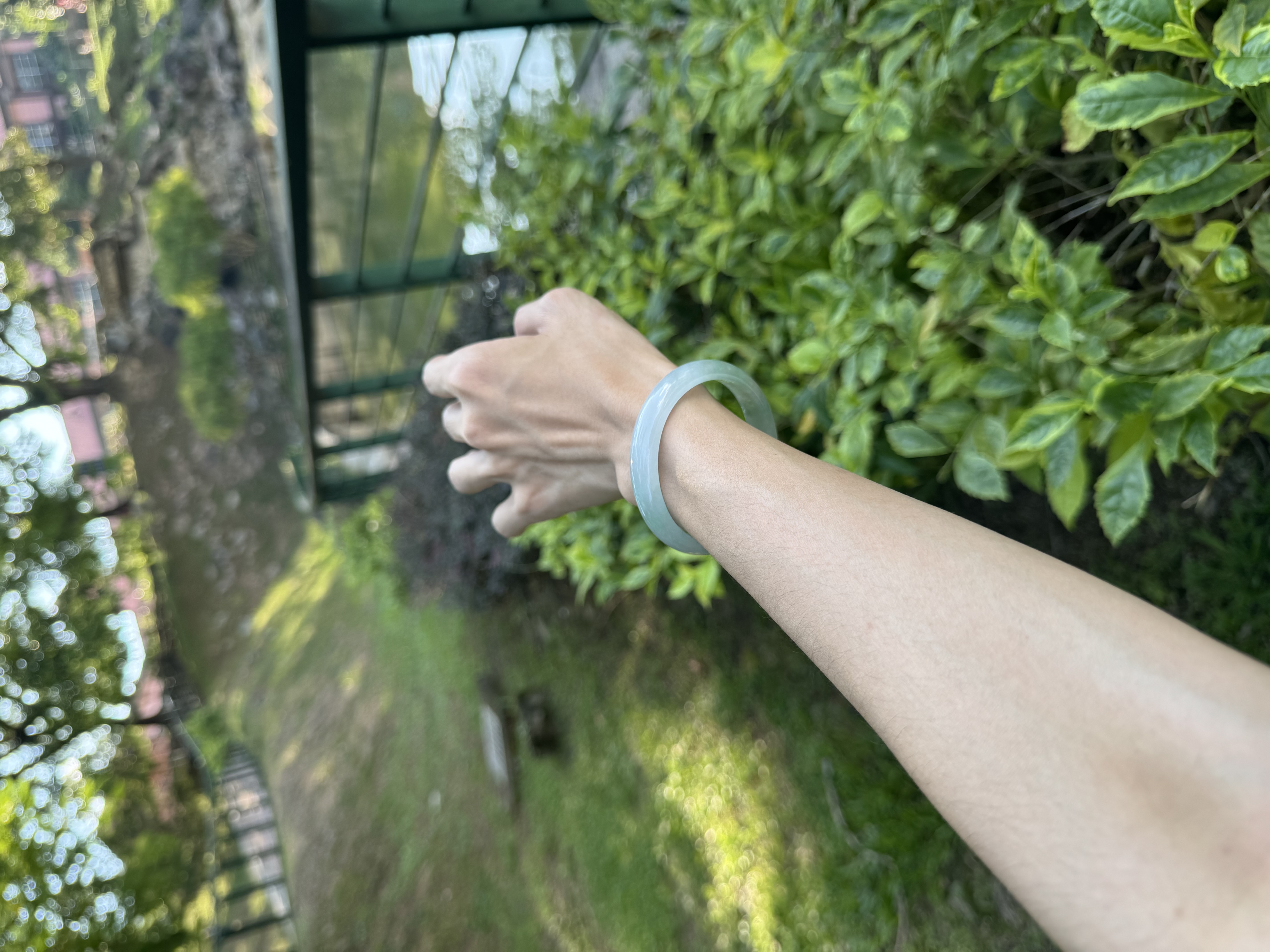 Icy Sunny Green Oval Jadeite Bangle 56mm