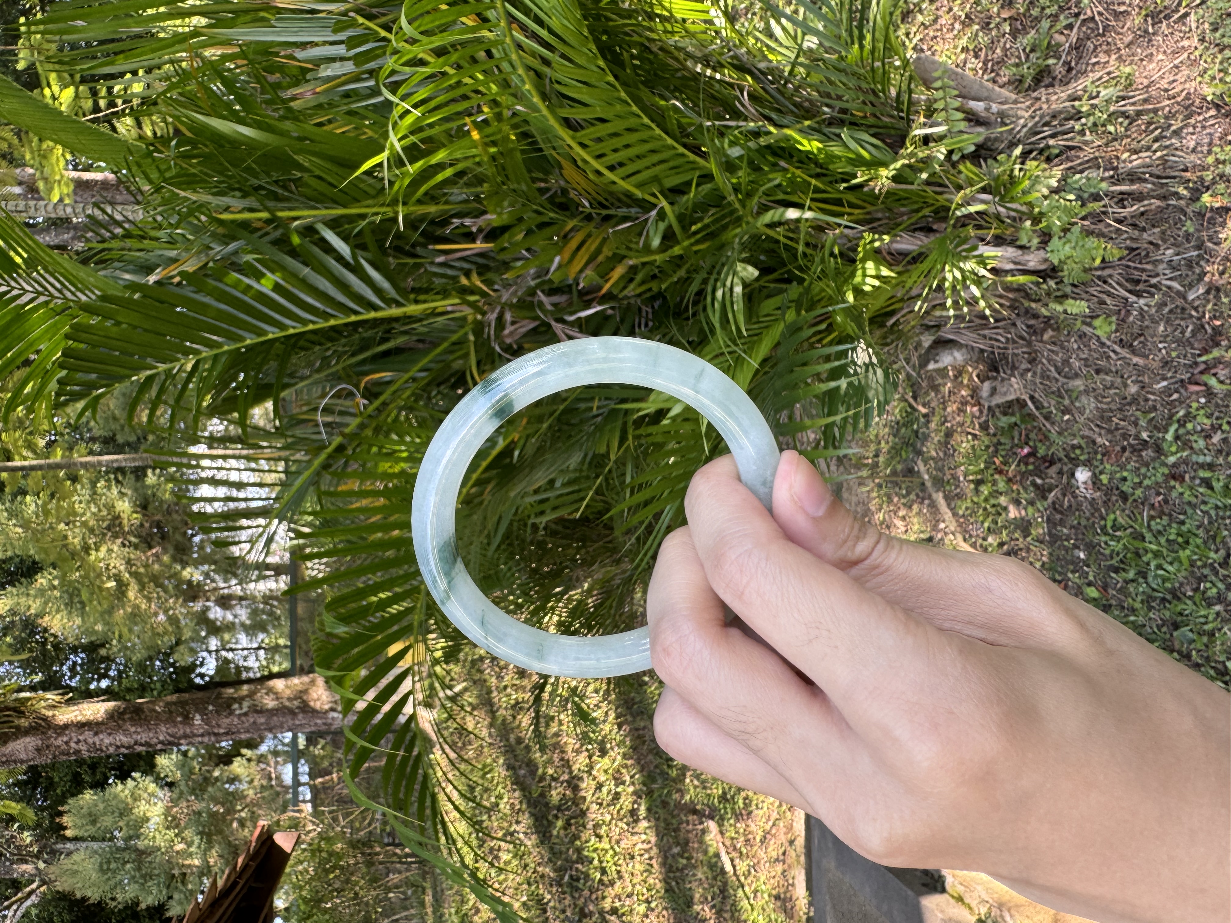 Green Floral Jadeite Bangle 59mm