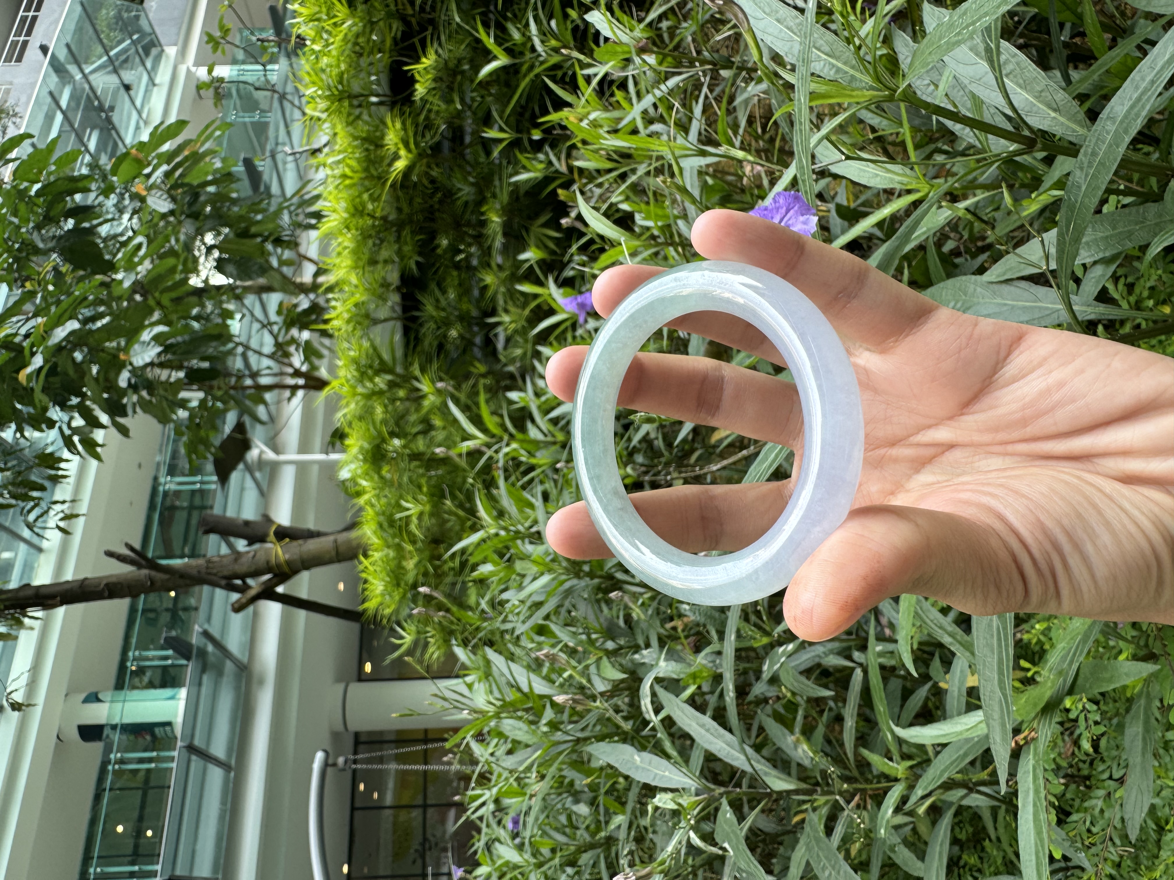 Icy Lavender-and-Spring Jadeite Bangle 52.5mm