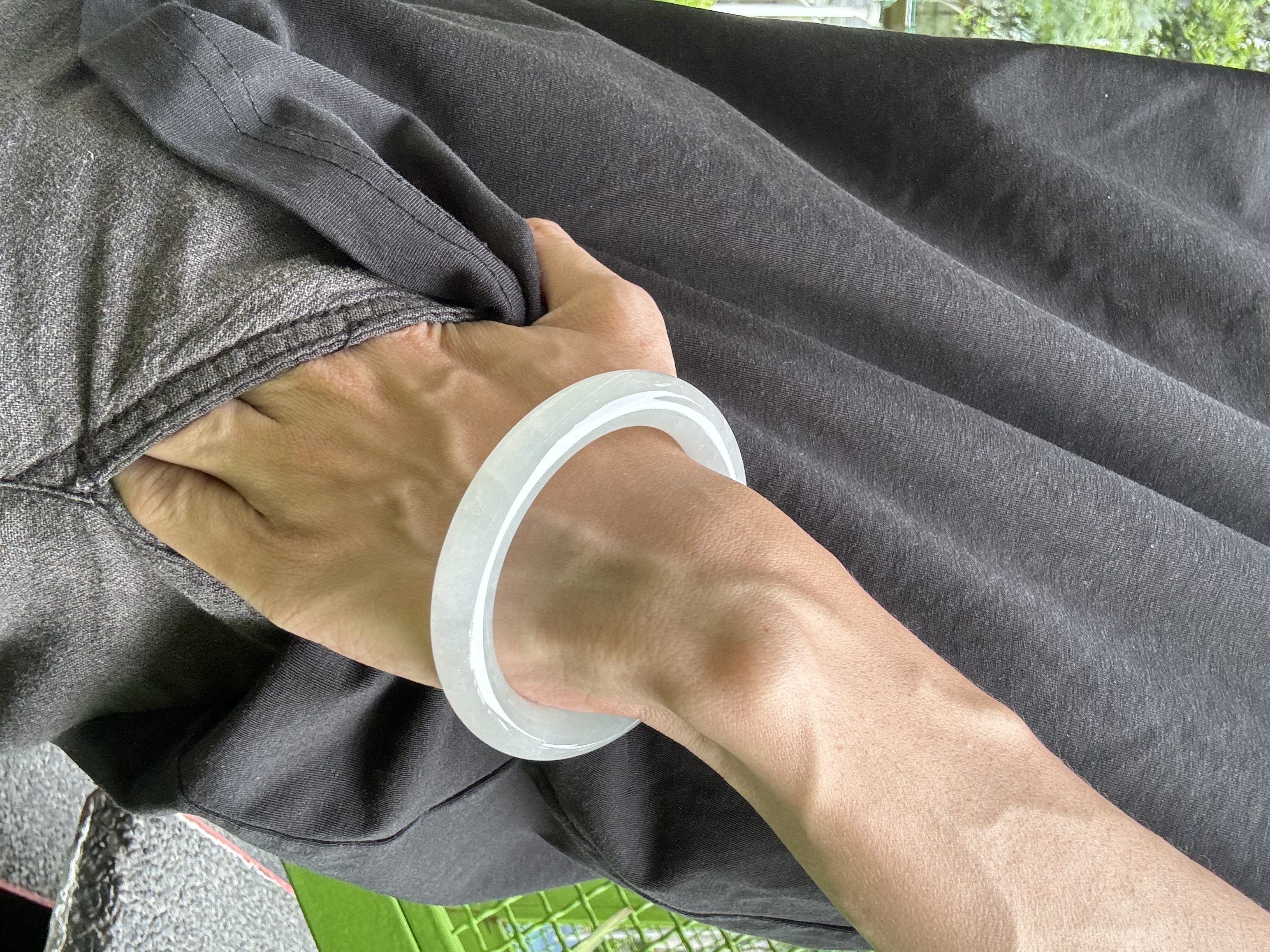 Moonlight White Jadeite Bangle 54mm