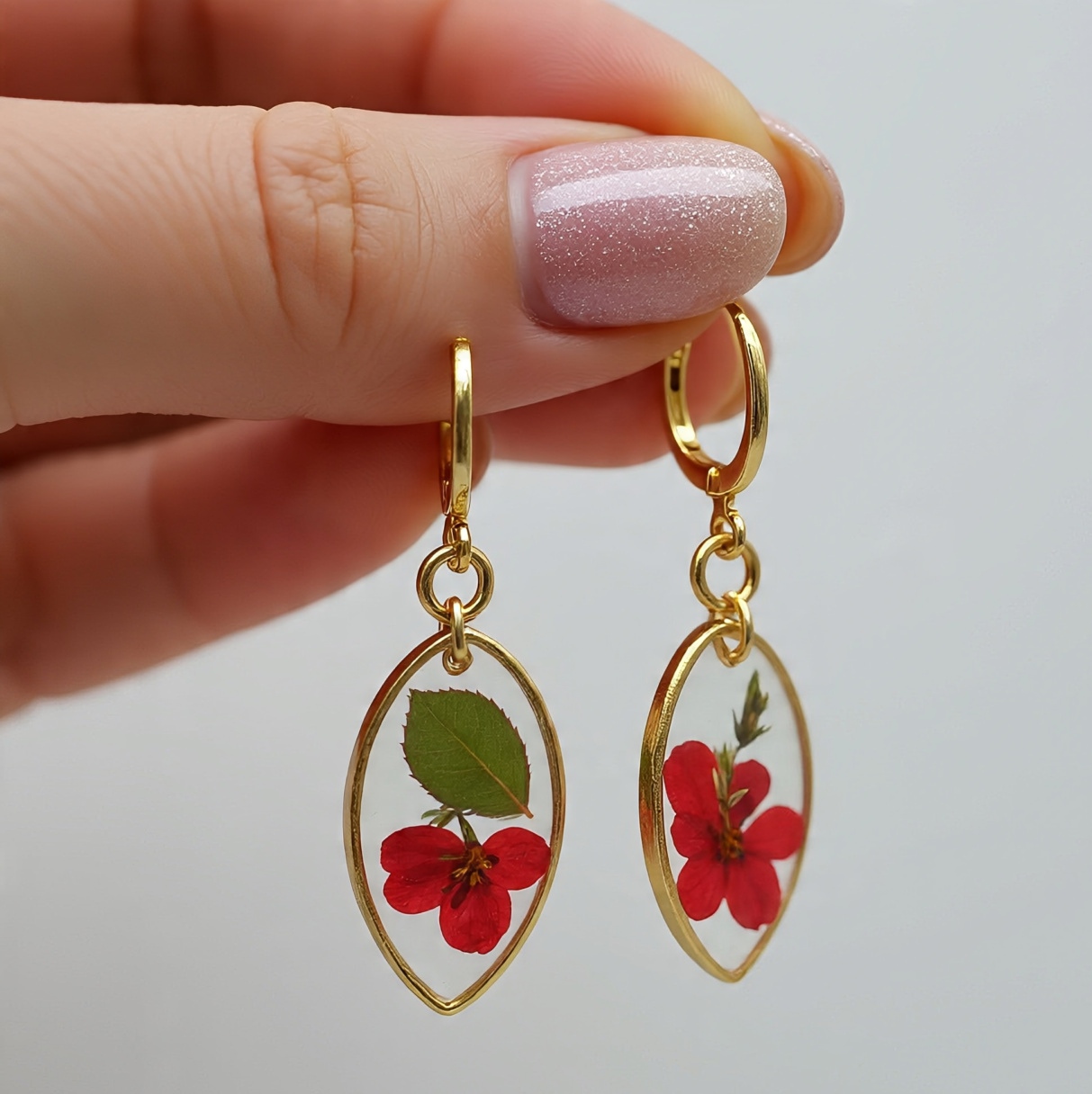 Handmade Floral Resin Earrings