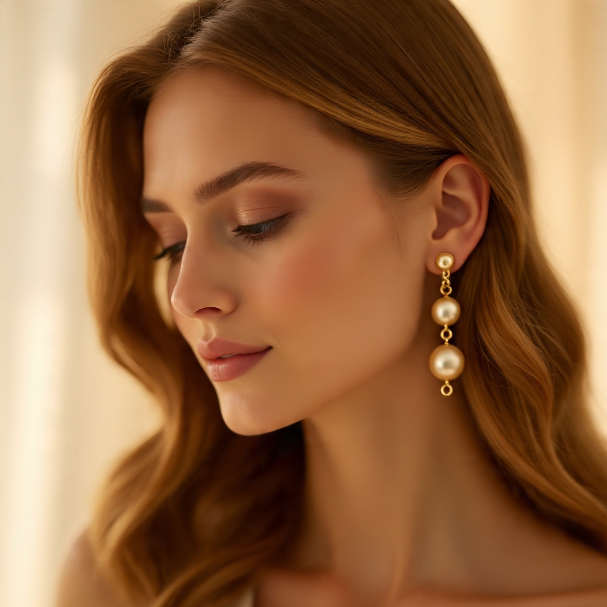 Elegant Double Pearl Drop Earrings