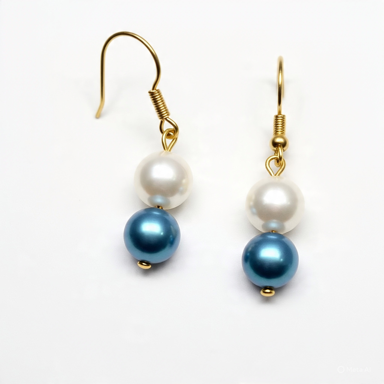 Elegant Pearl and Blue Bead Earrings