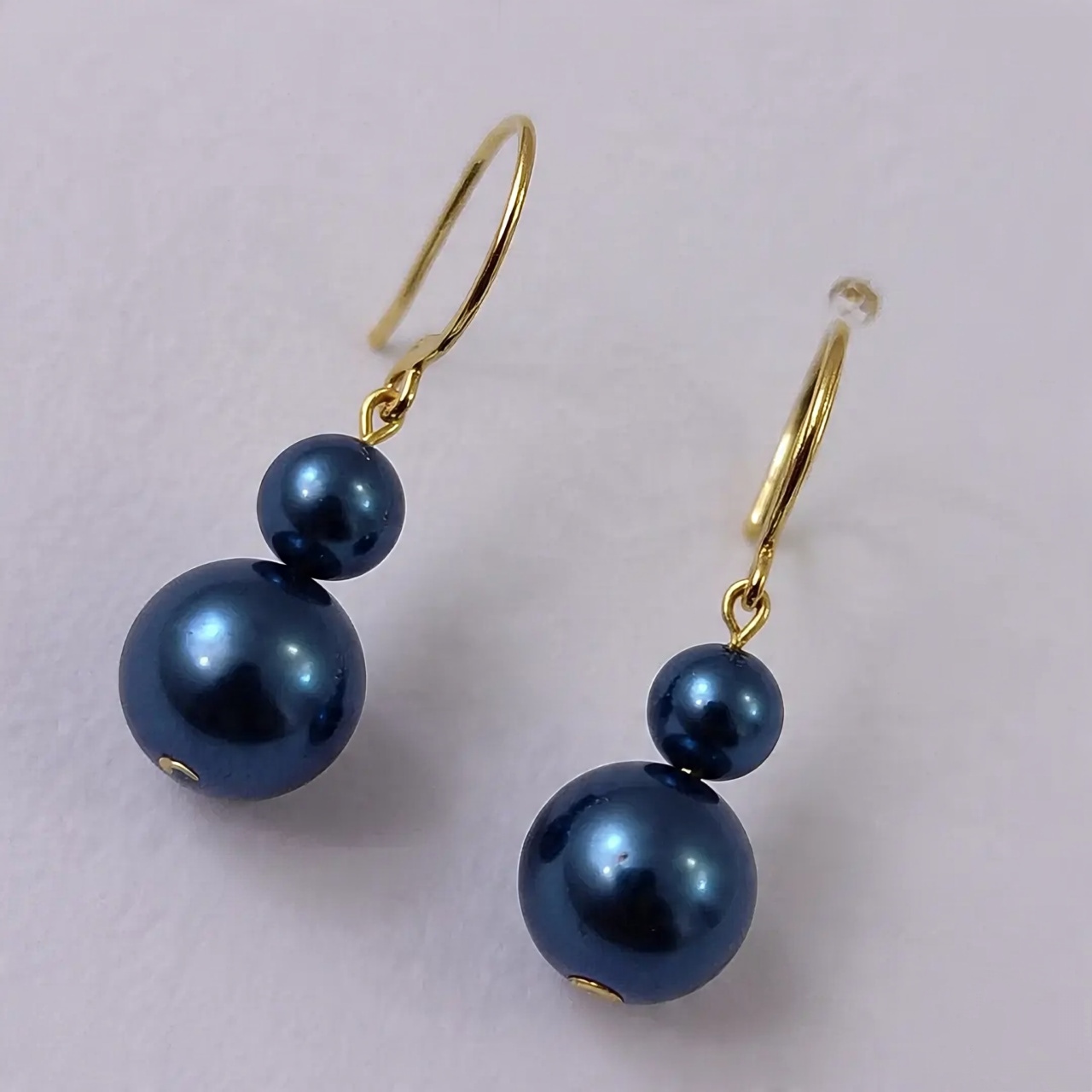 Elegant Blue Pearl Drop Earrings