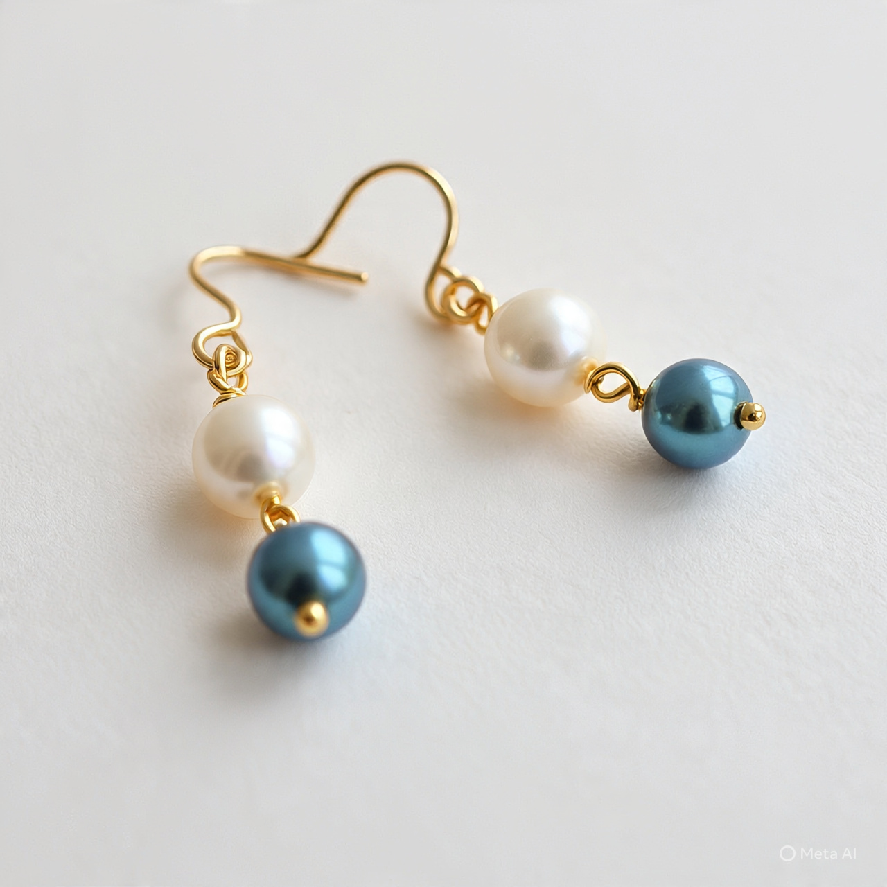 Elegant Pearl and Blue Bead Earrings