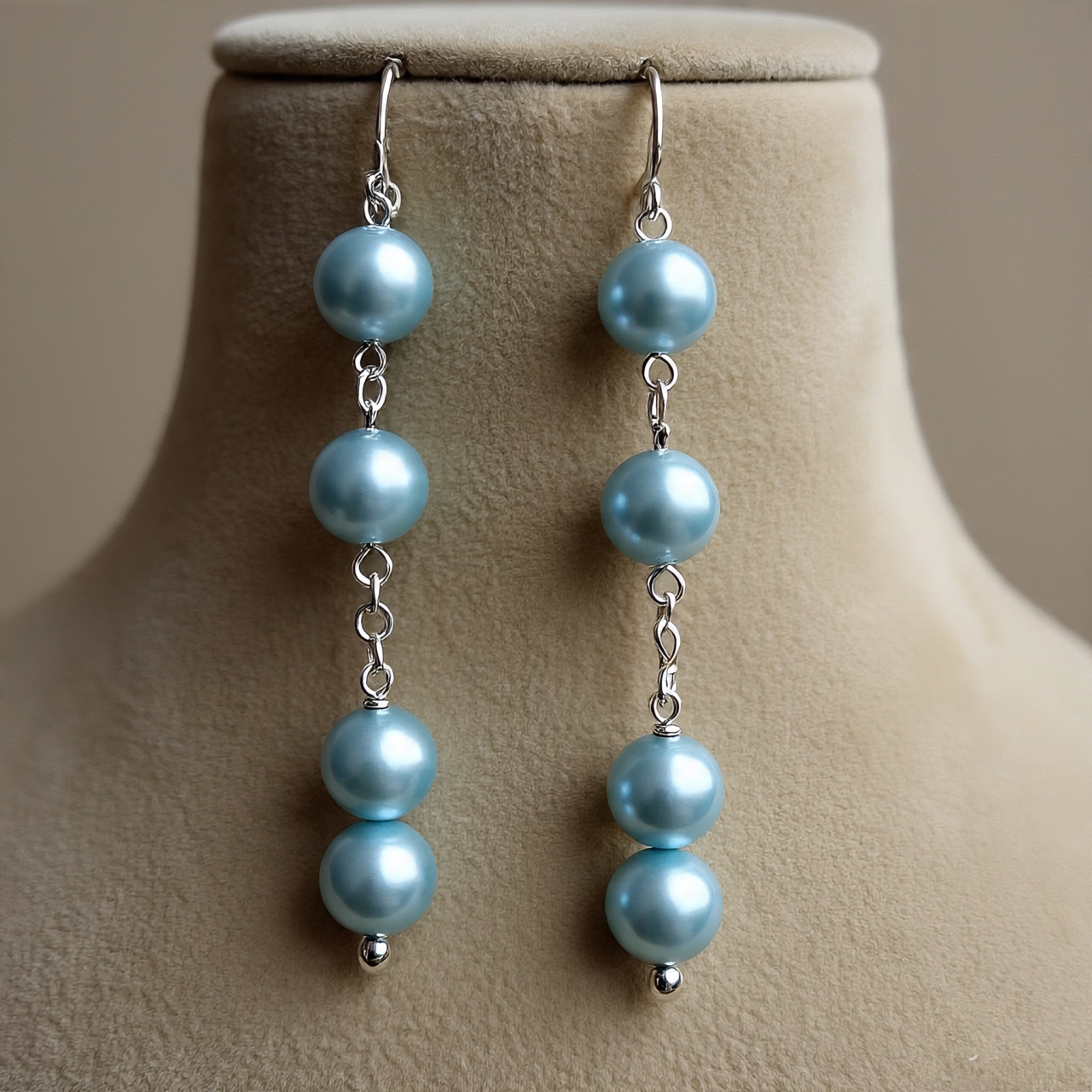 Elegant Blue Pearl Drop Earrings