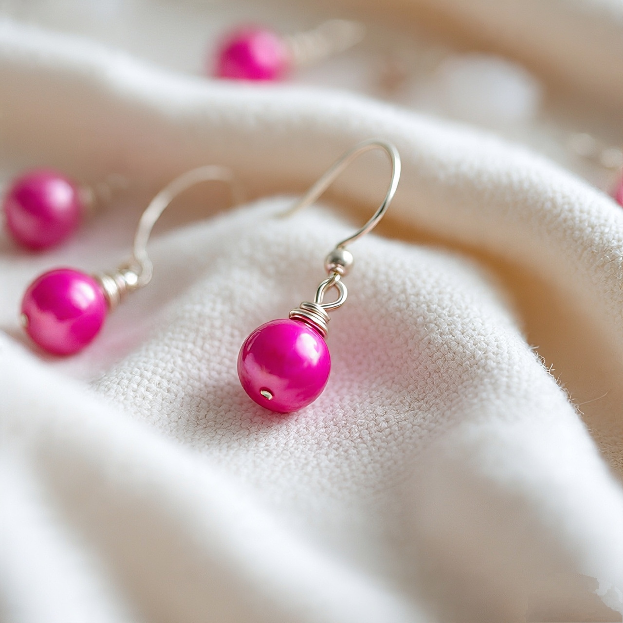 Pink Pearl Drop 3 Earrings for kids