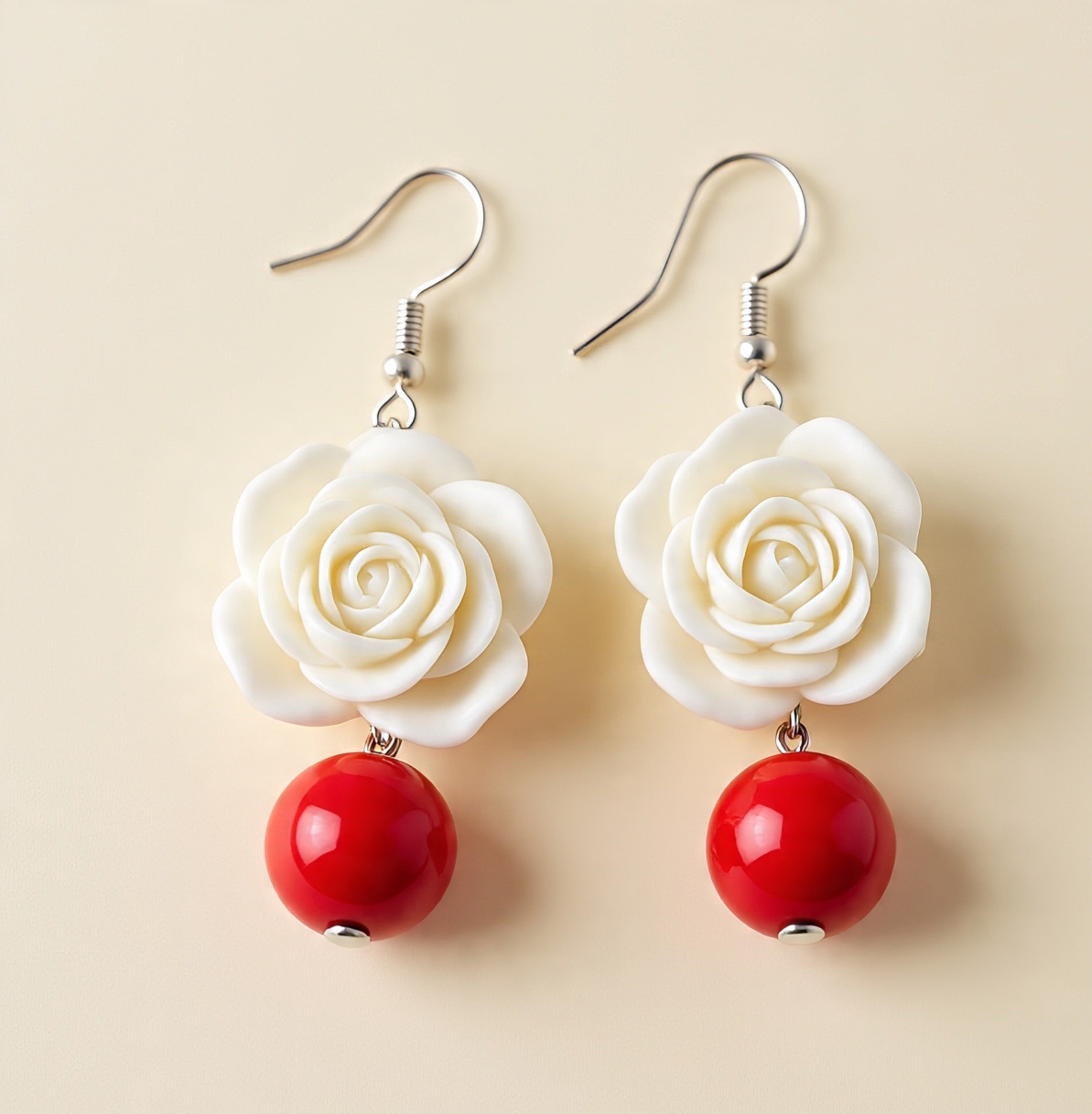 White Flower-Shaped Earrings|Flower beads Earrings