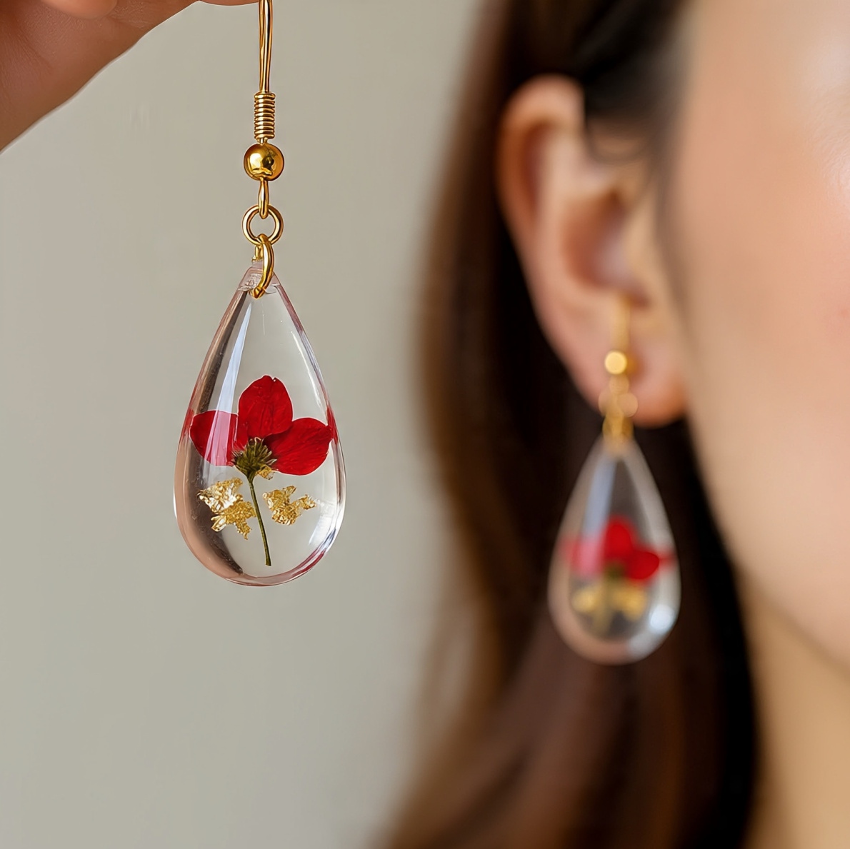 Handmade Resin Flower Earrings