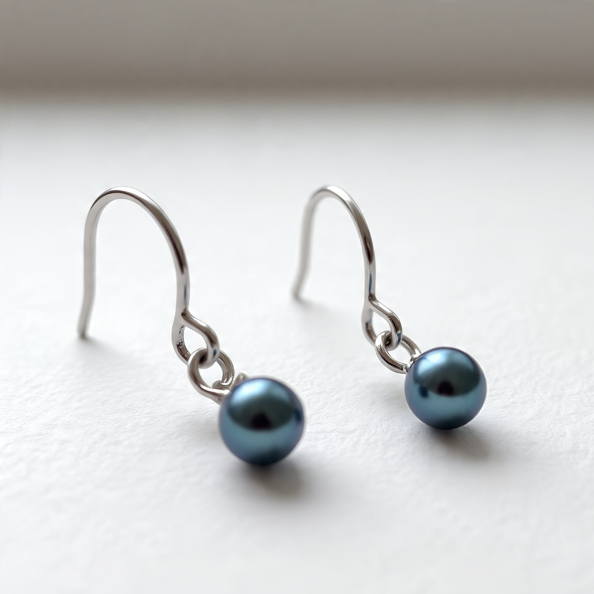 Elegant Blue Pearl Drop Earrings