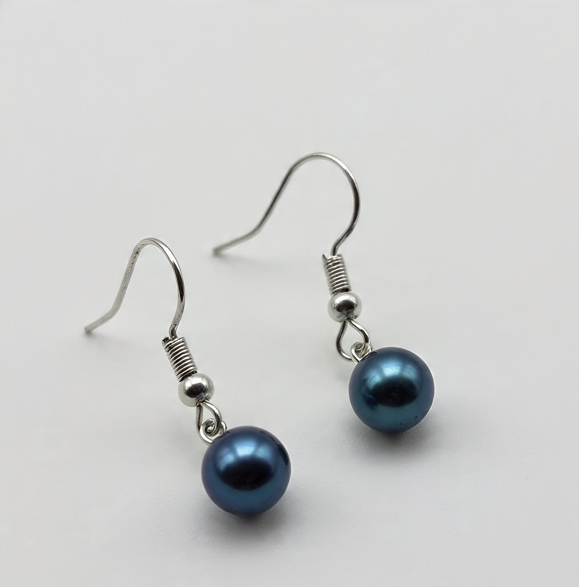 Elegant Blue Pearl Drop Earrings