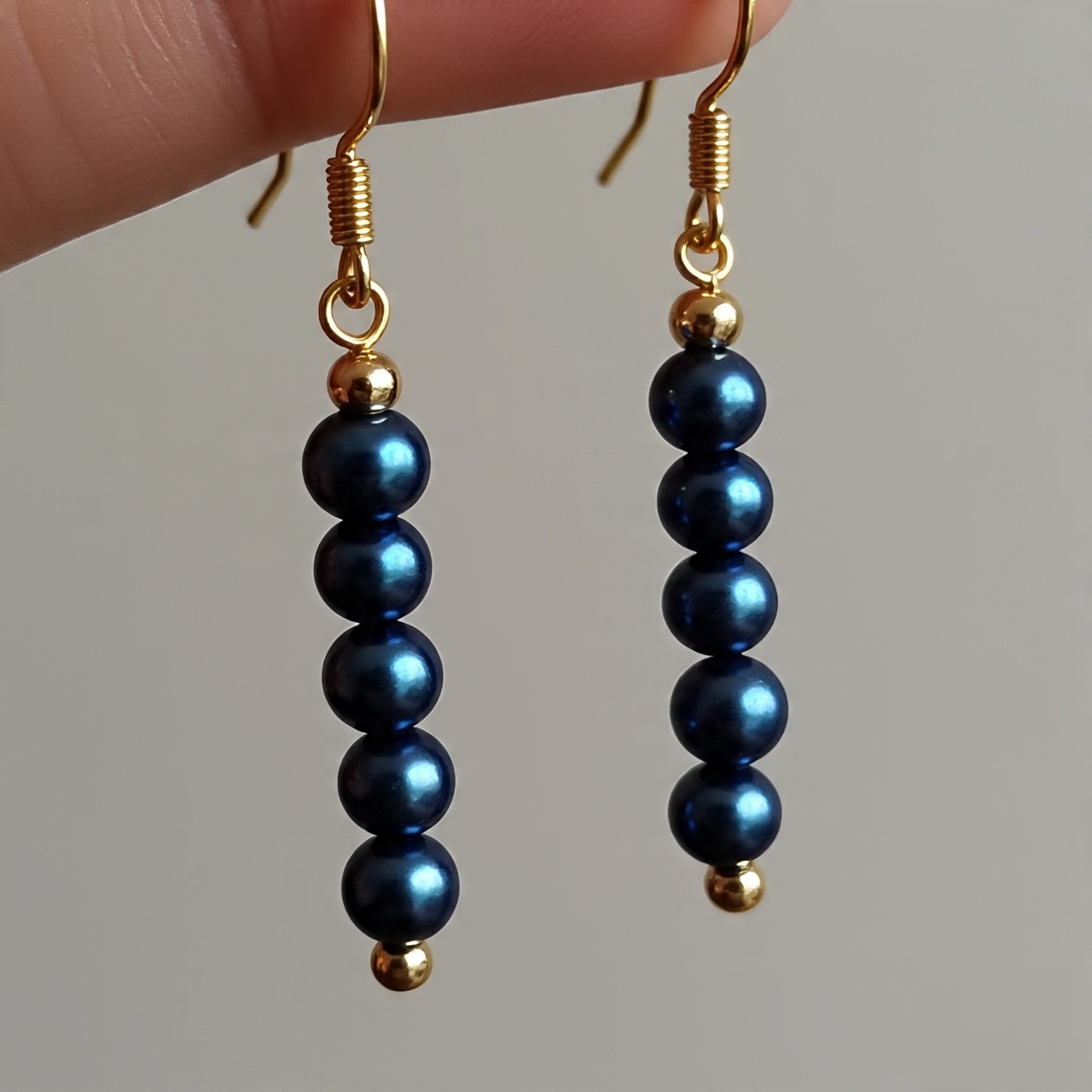 Elegant Blue Pearl Drop Earrings