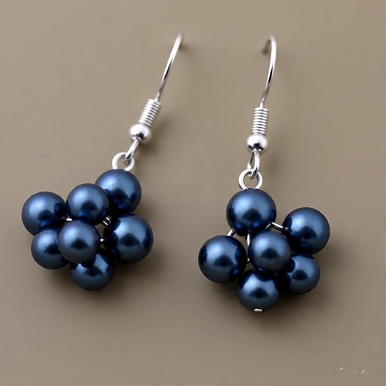 Blue Pearl Cluster Earrings