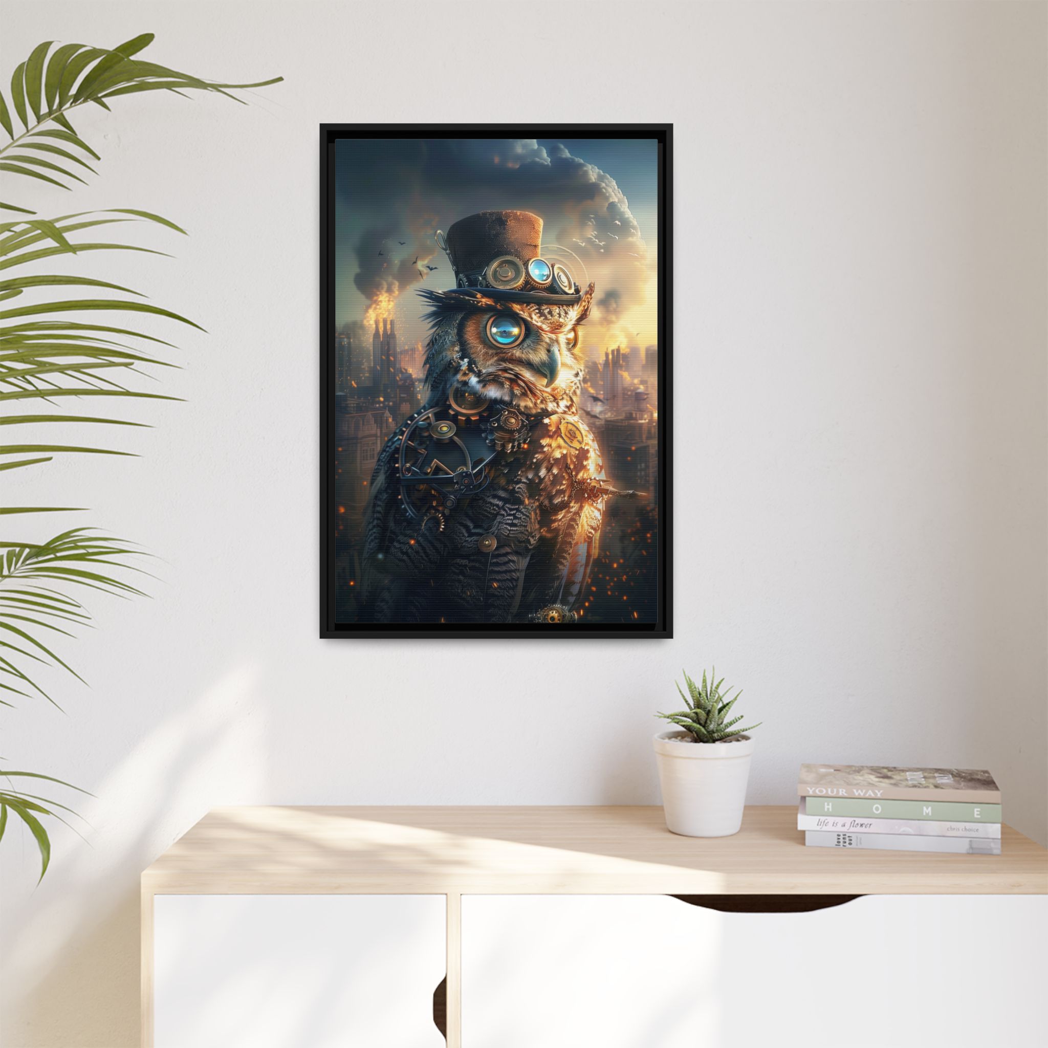 Steampunk Owl Chaotic Wall Art Print 