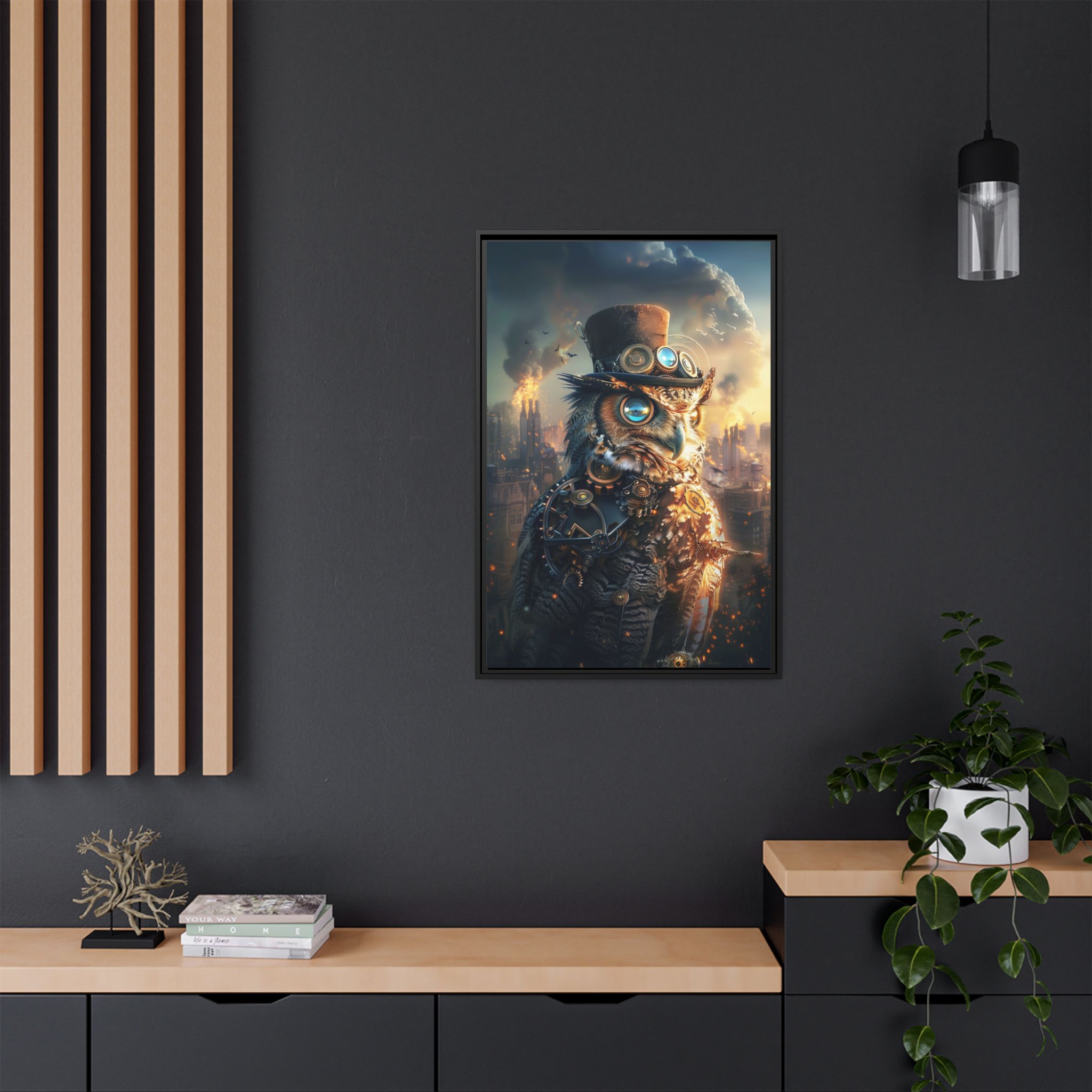Steampunk Owl Chaotic Wall Art Print 