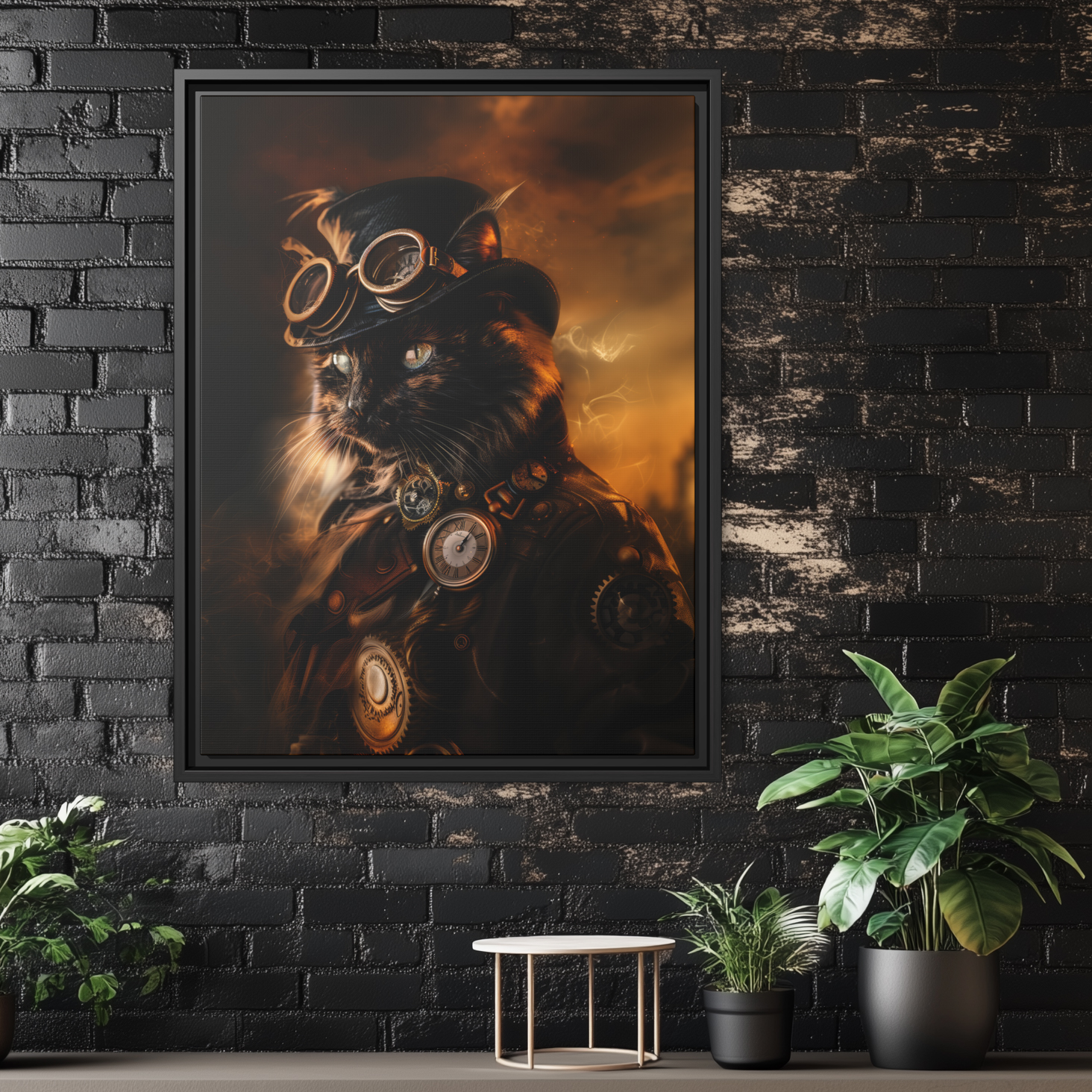 Steampunk Tortie Cat Wall Art Print 