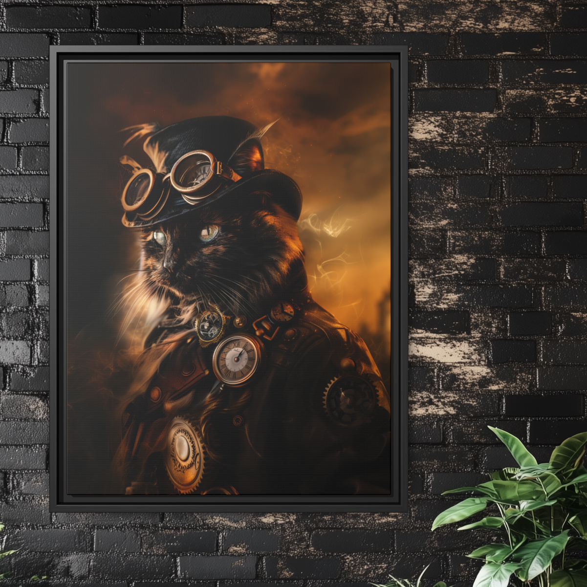 Steampunk Tortie Cat Wall Art Print 