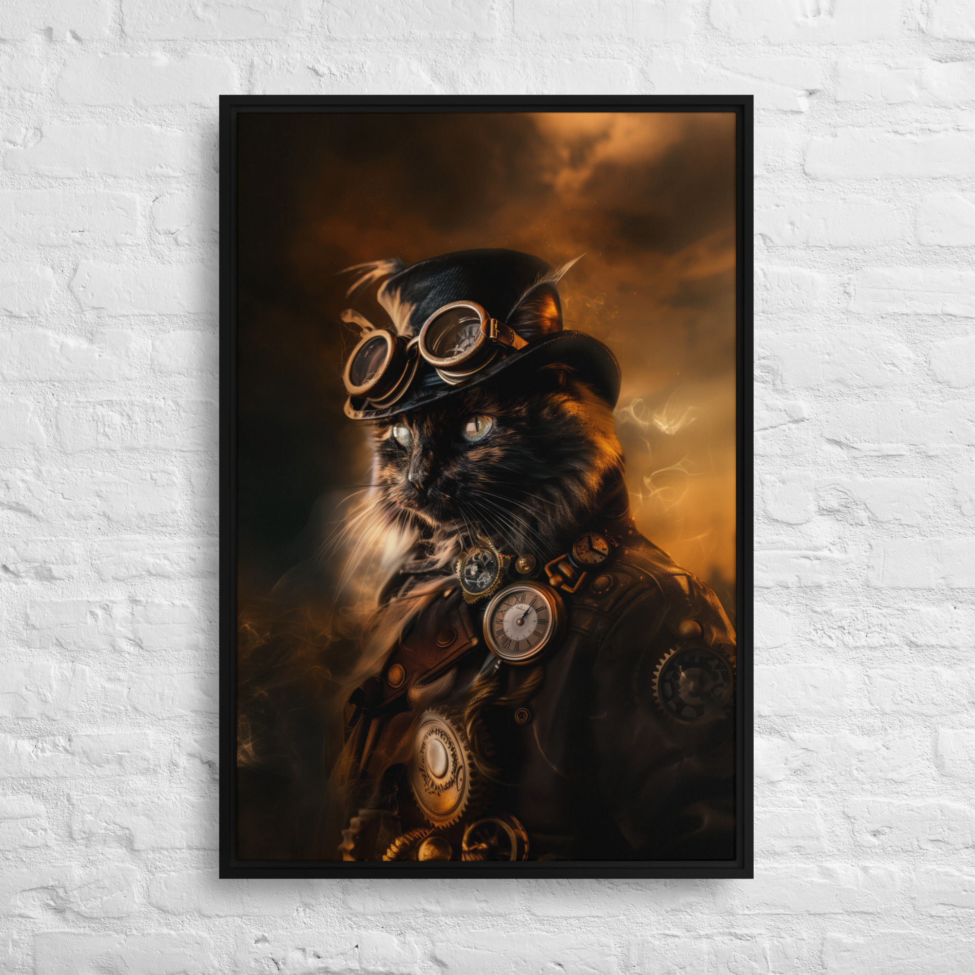 Steampunk Tortie Cat Wall Art Print 