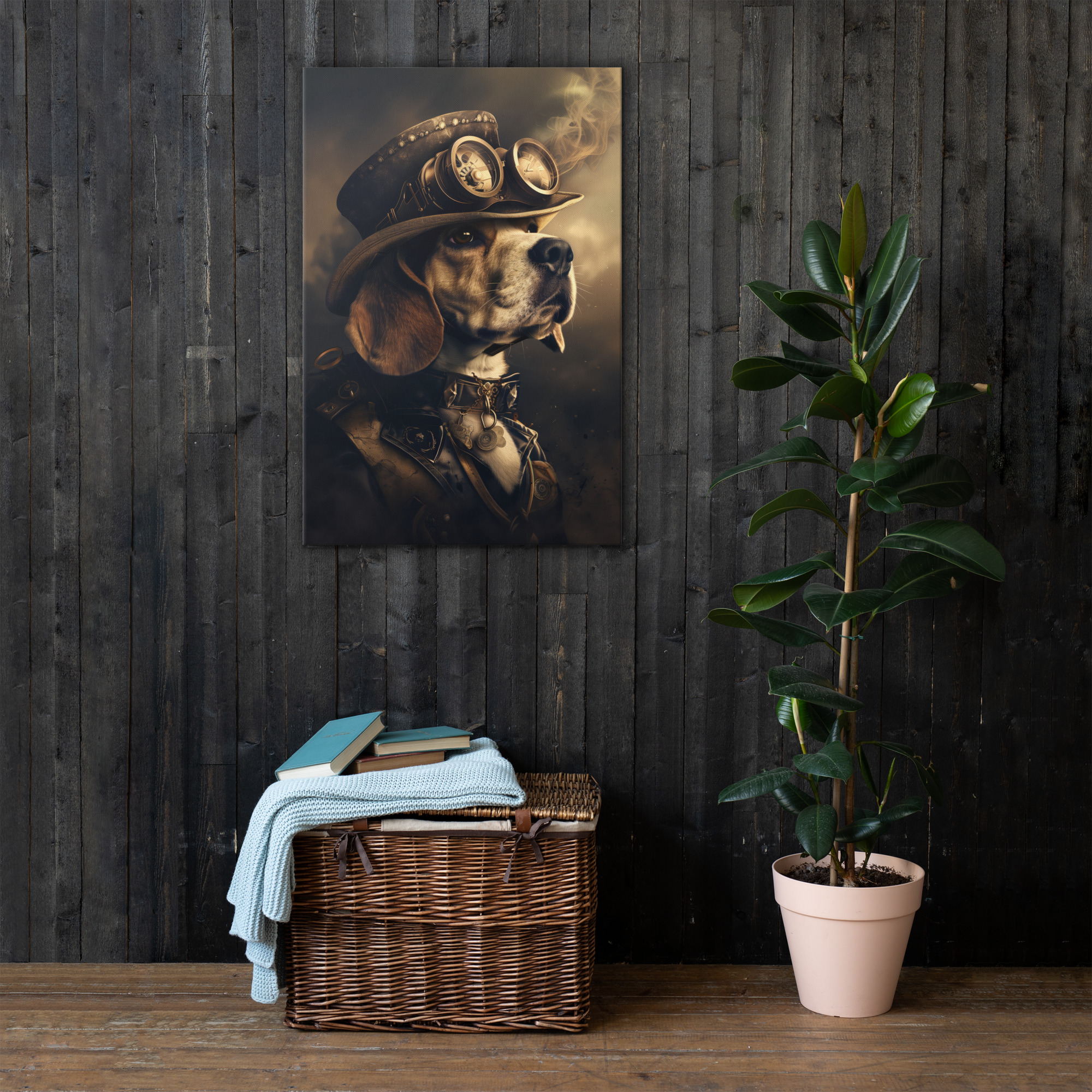Steampunk Beagle Dog Wall Art Print 