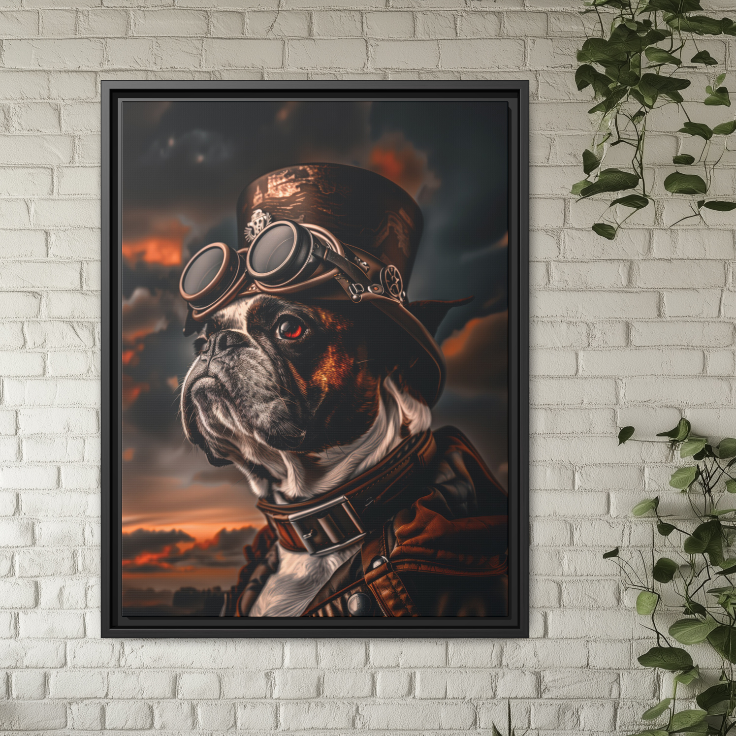 Steampunk Boston Terrier Dog Wall Art Print 