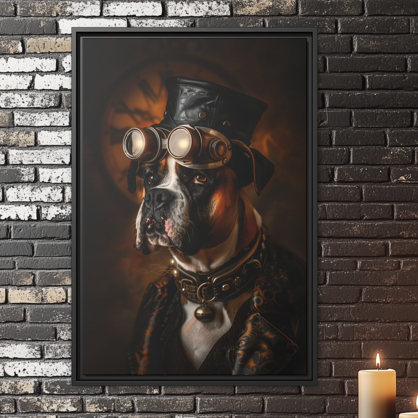 Steampunk Boxer Dog Wall Art Print 