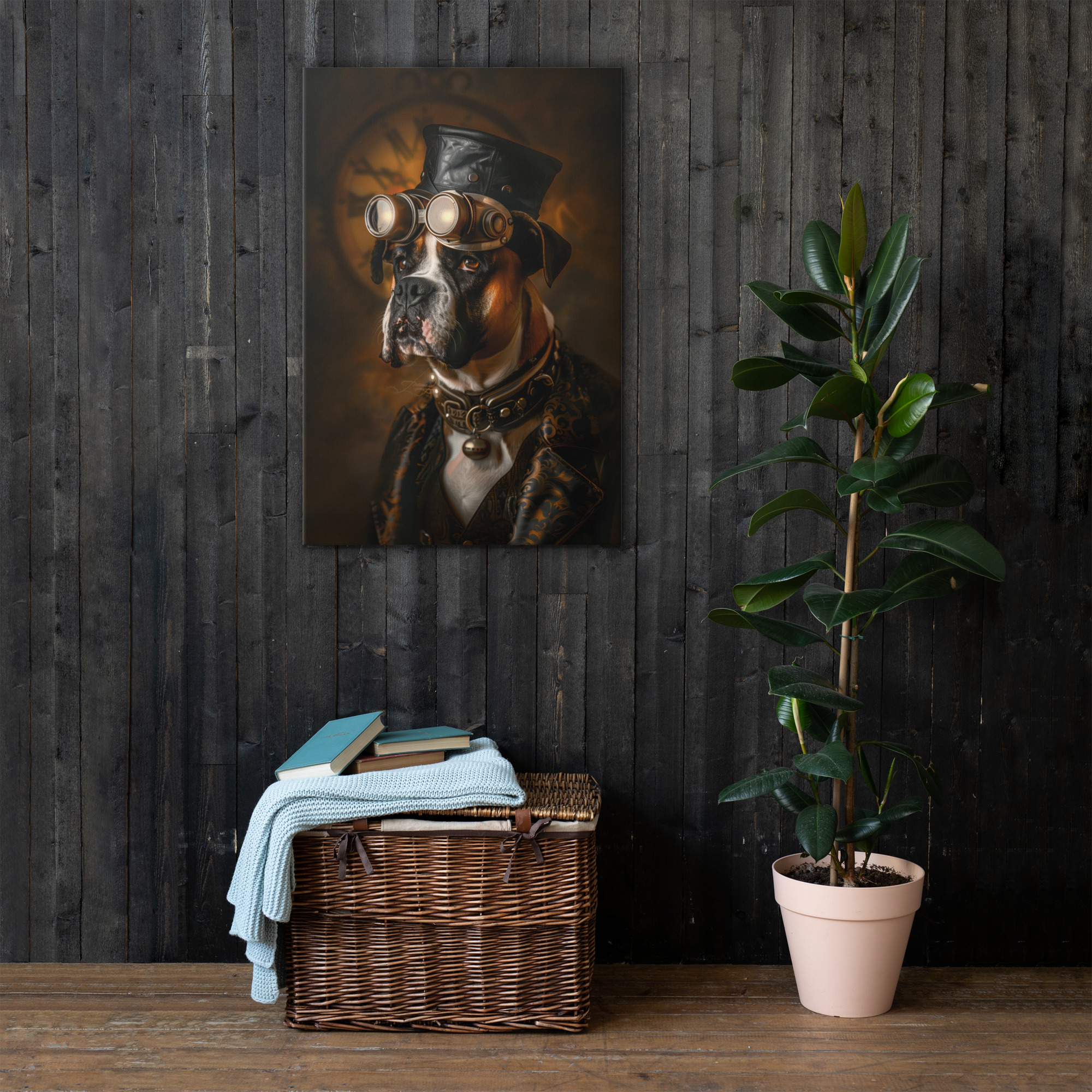 Steampunk Boxer Dog Wall Art Print 