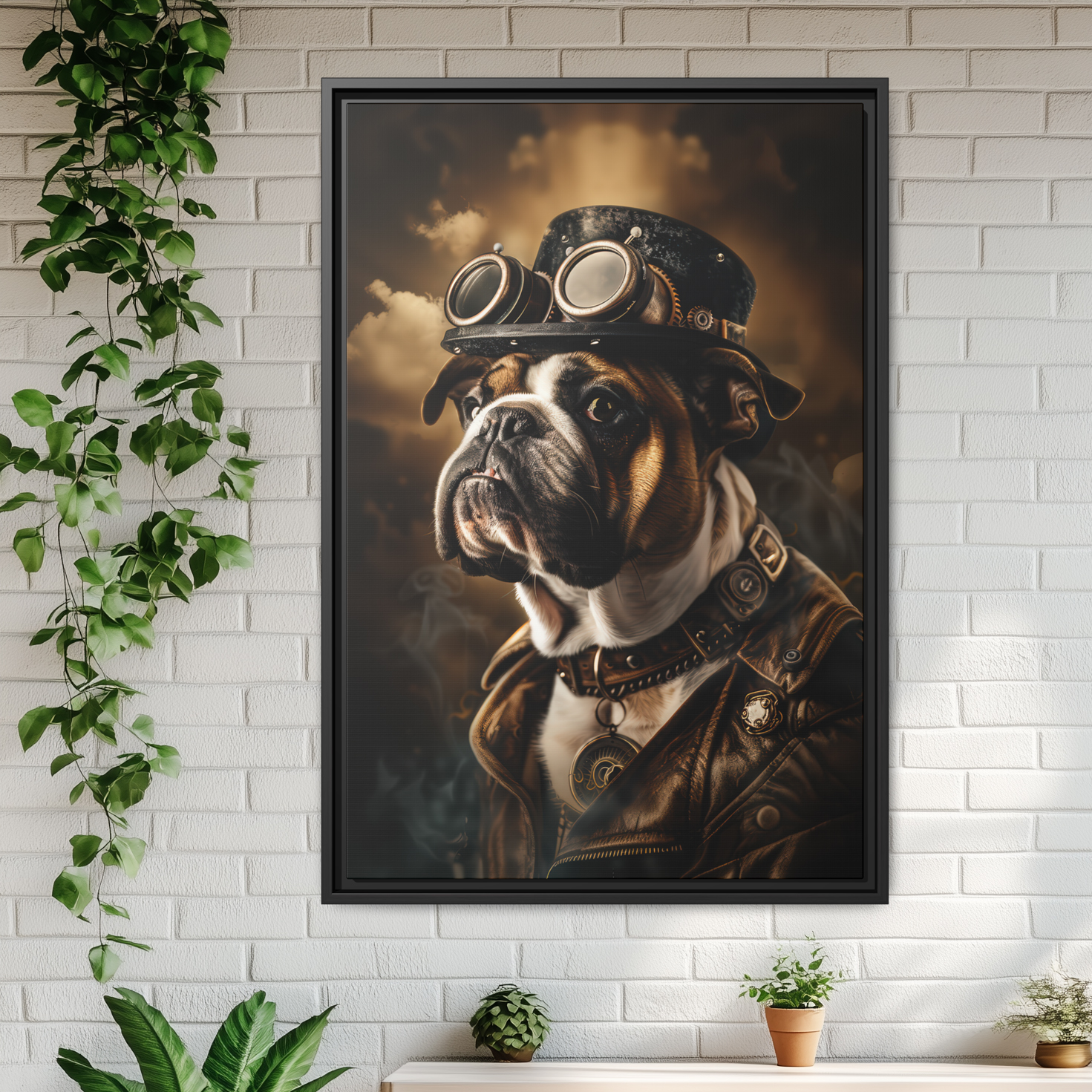 Steampunk Bulldog Wall Art Print 