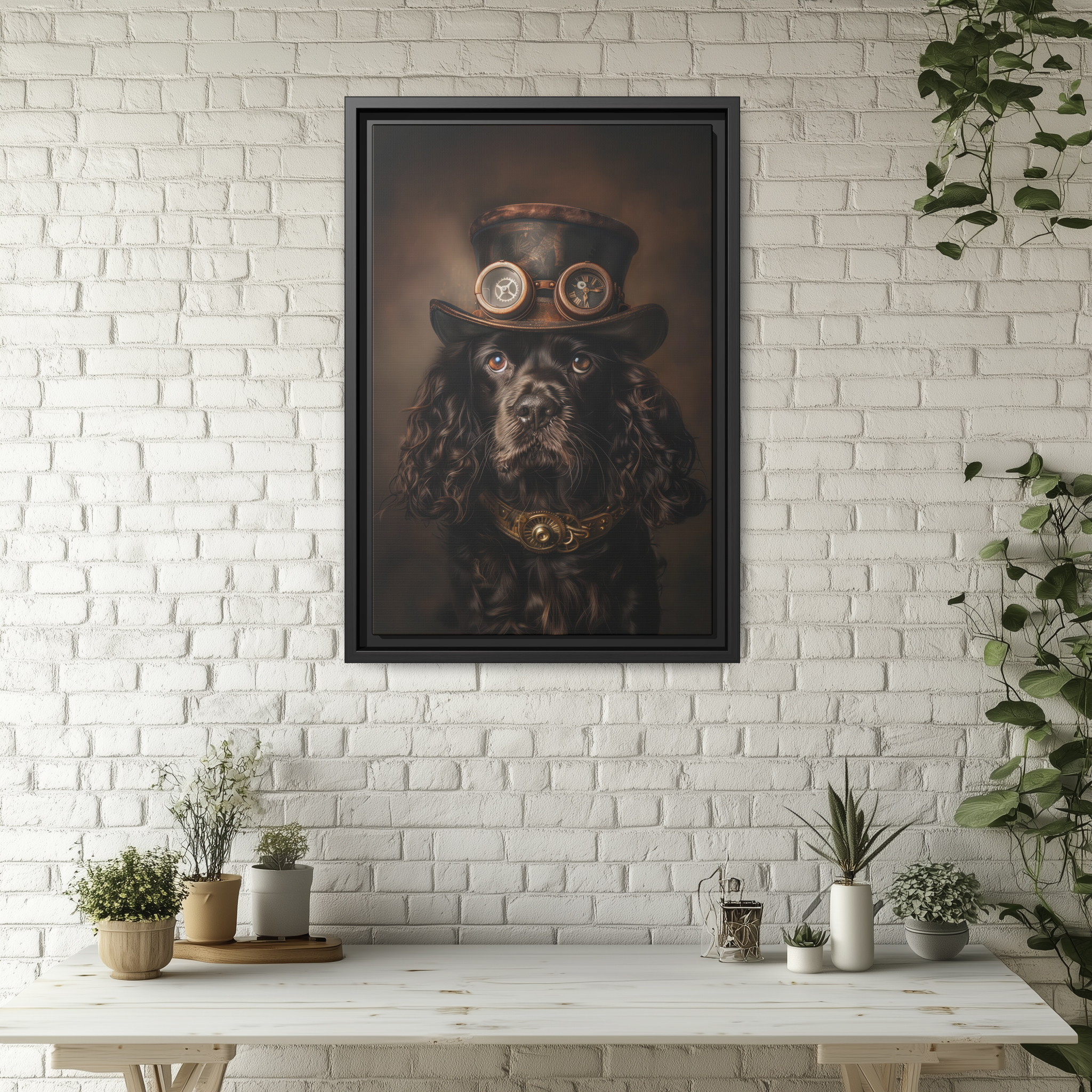 Steampunk Cocker Spaniel Dog Wall Art Print 