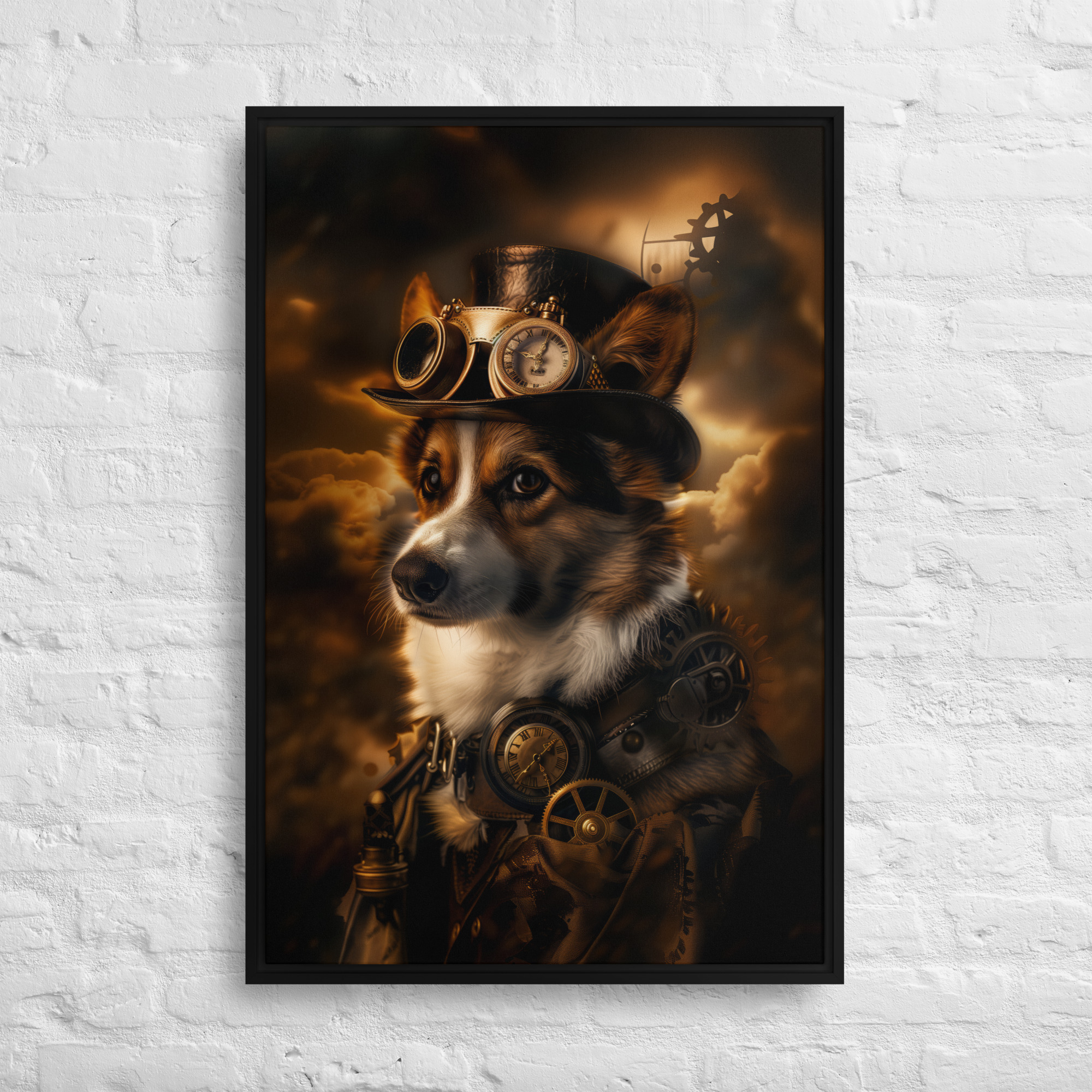 Steampunk Corgi Dog Wall Art Print 