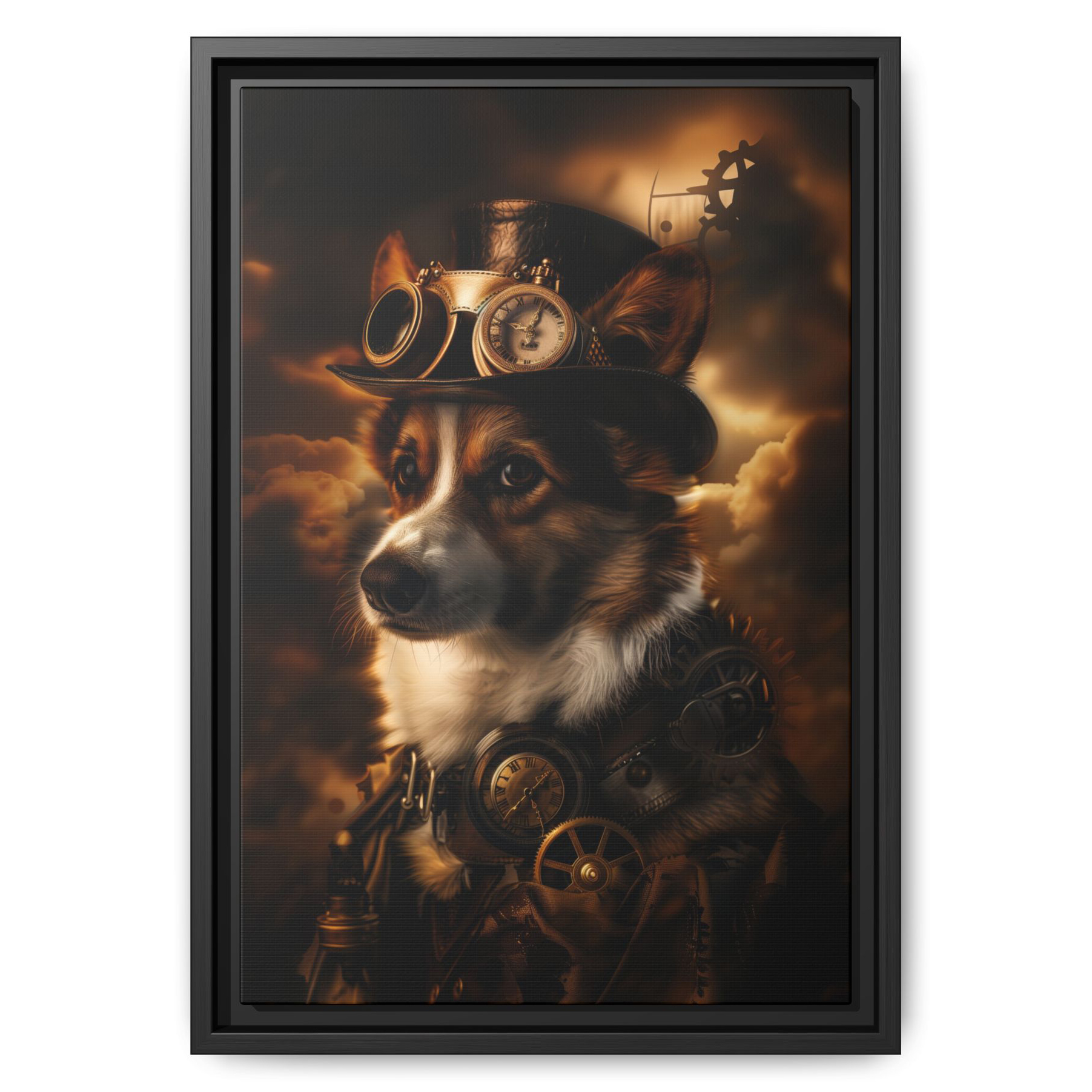 Steampunk Corgi Dog Wall Art Print 