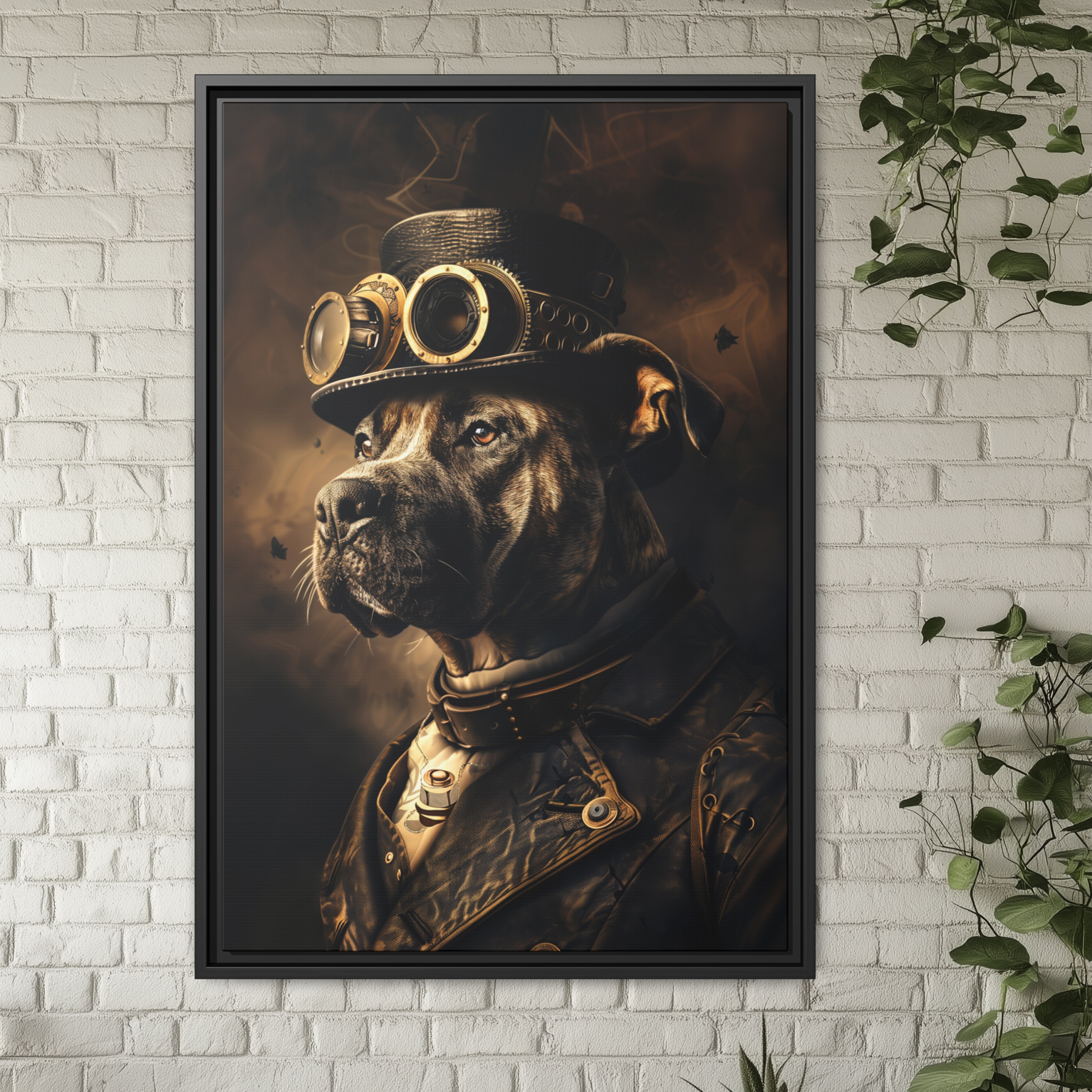 Steampunk Pitbull Dog Wall Art Print 