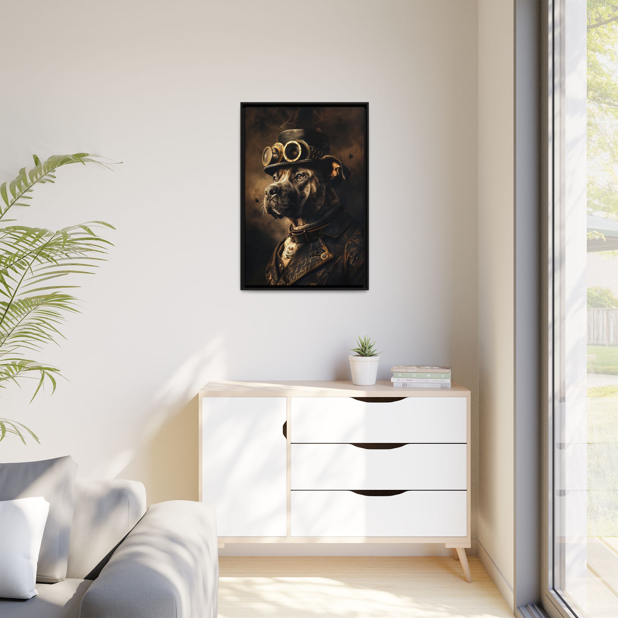 Steampunk Pitbull Dog Wall Art Print 