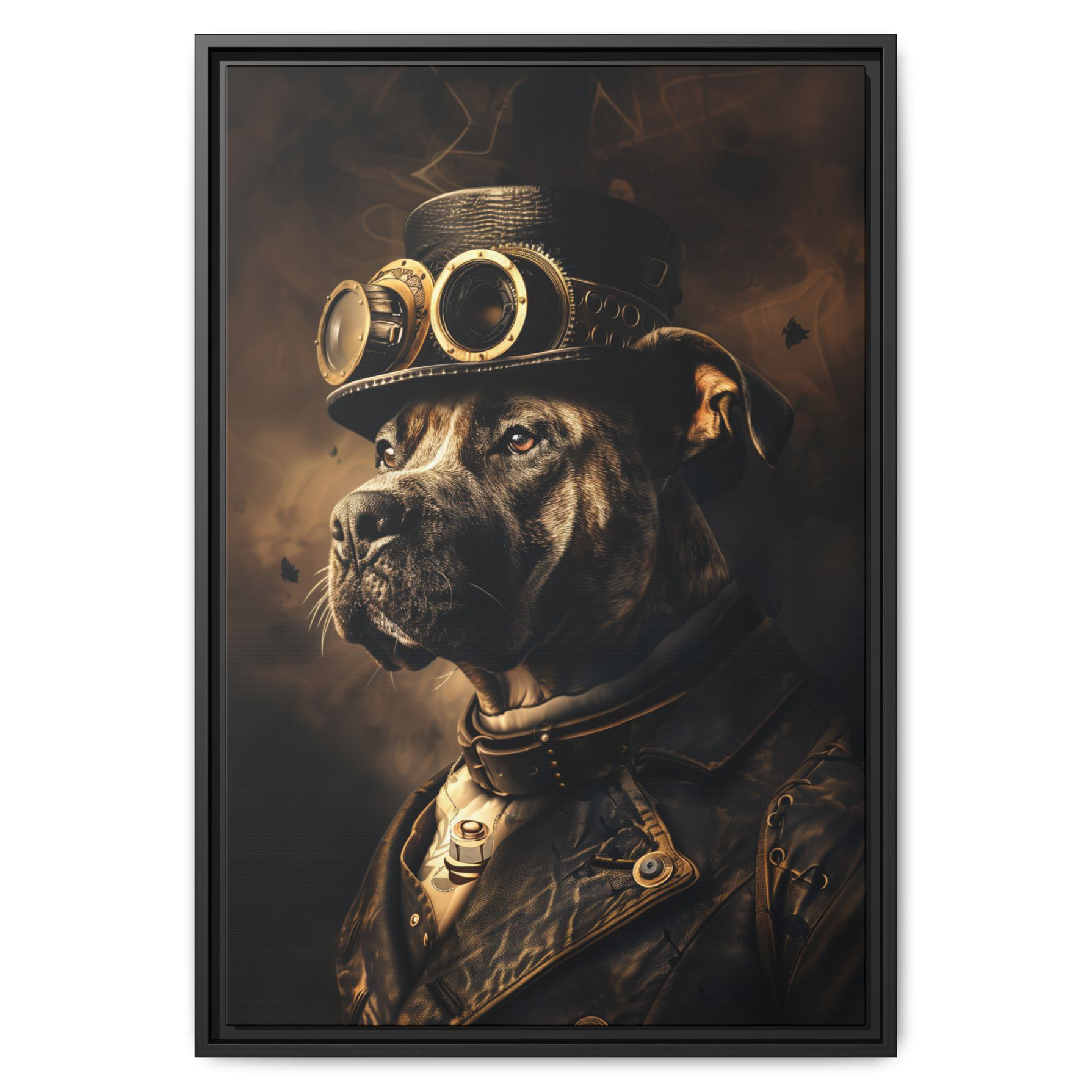 Steampunk Pitbull Dog Wall Art Print 