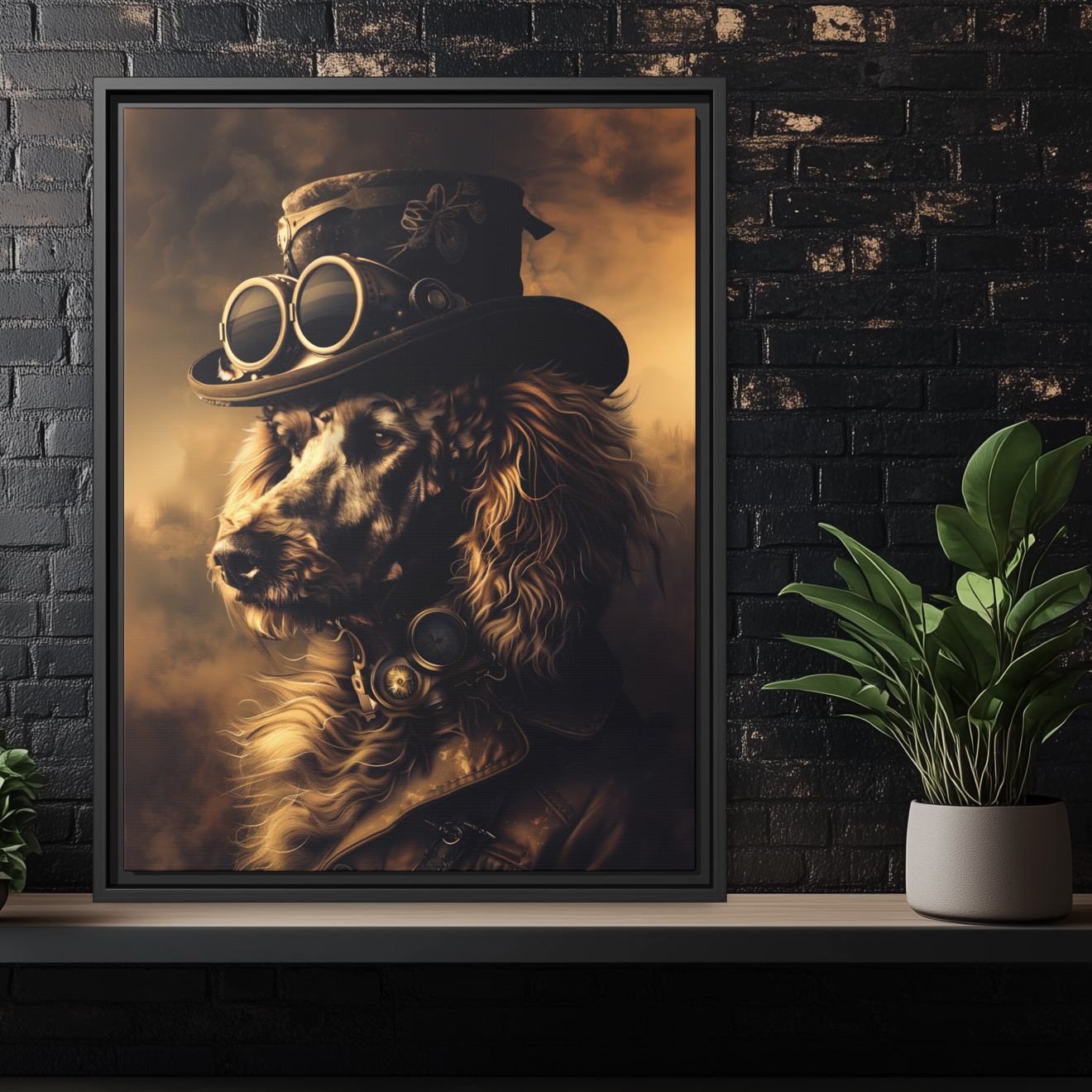 Steampunk Poodle Dog Wall Art Print 