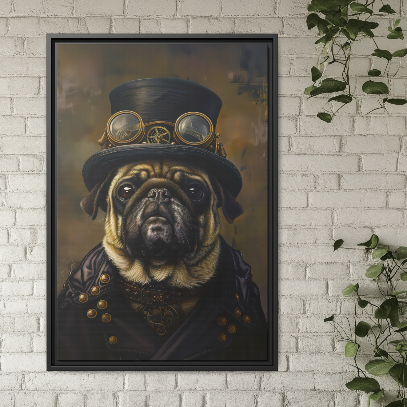 Steampunk Pug Dog Wall Art Print 