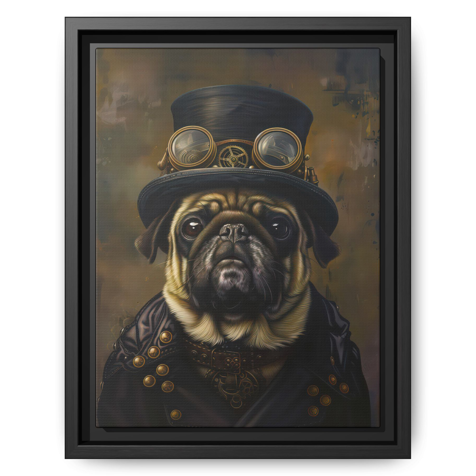 Steampunk Pug Dog Wall Art Print 