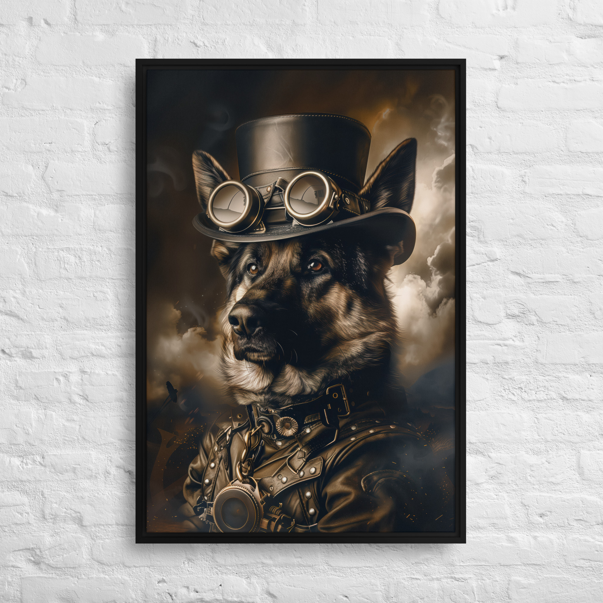 Steampunk German Shepherd Wall Art Print 
