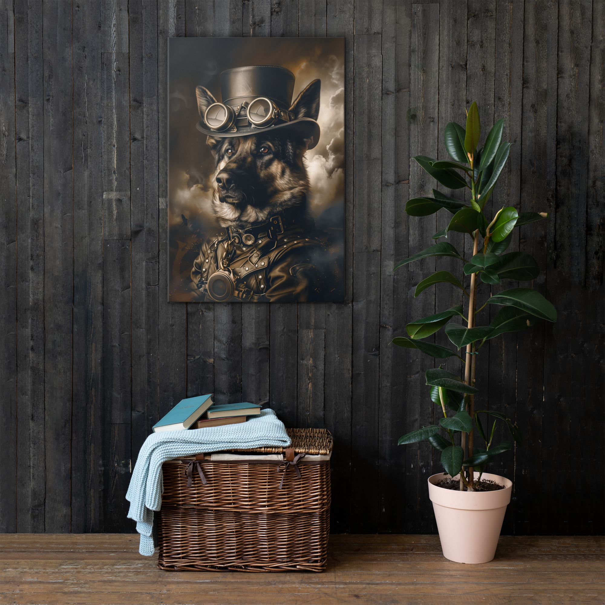 Steampunk German Shepherd Wall Art Print 